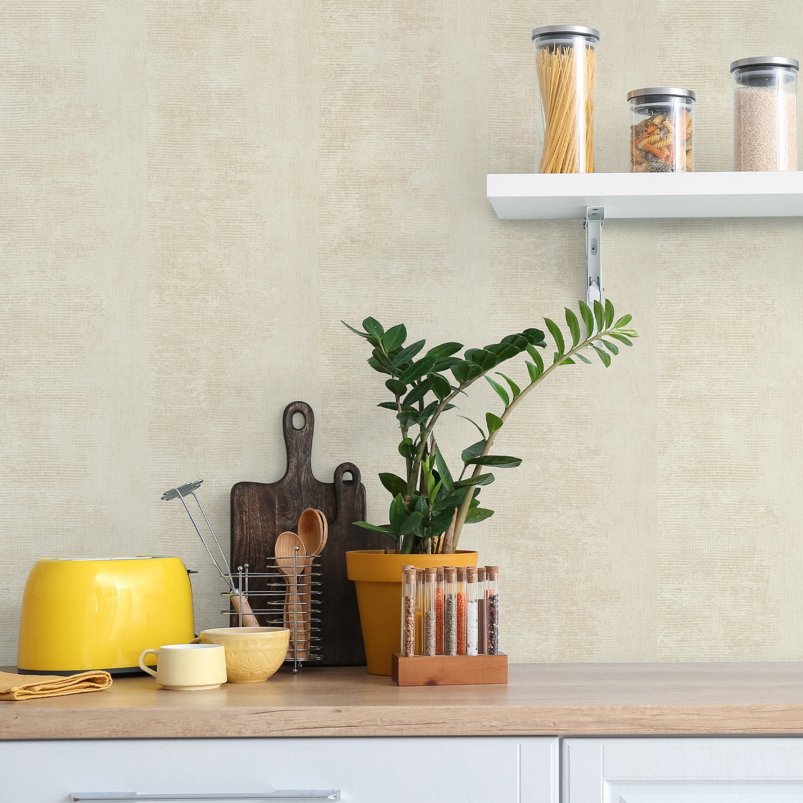 Structural wallpaper with a patina effect ZUMAIA - IVORY