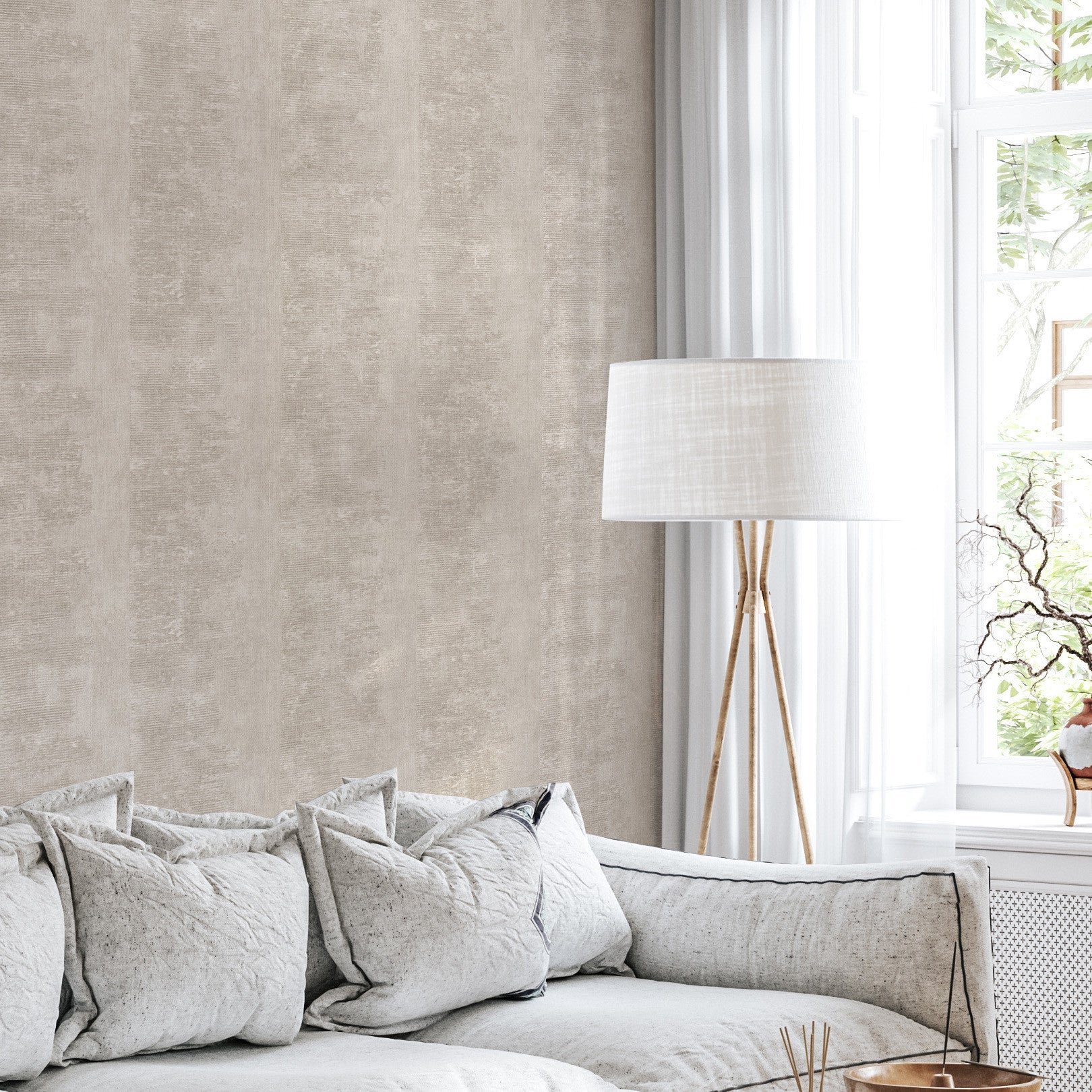 Structural wallpaper with a patina effect ZUMAIA - GREGE brown-gray