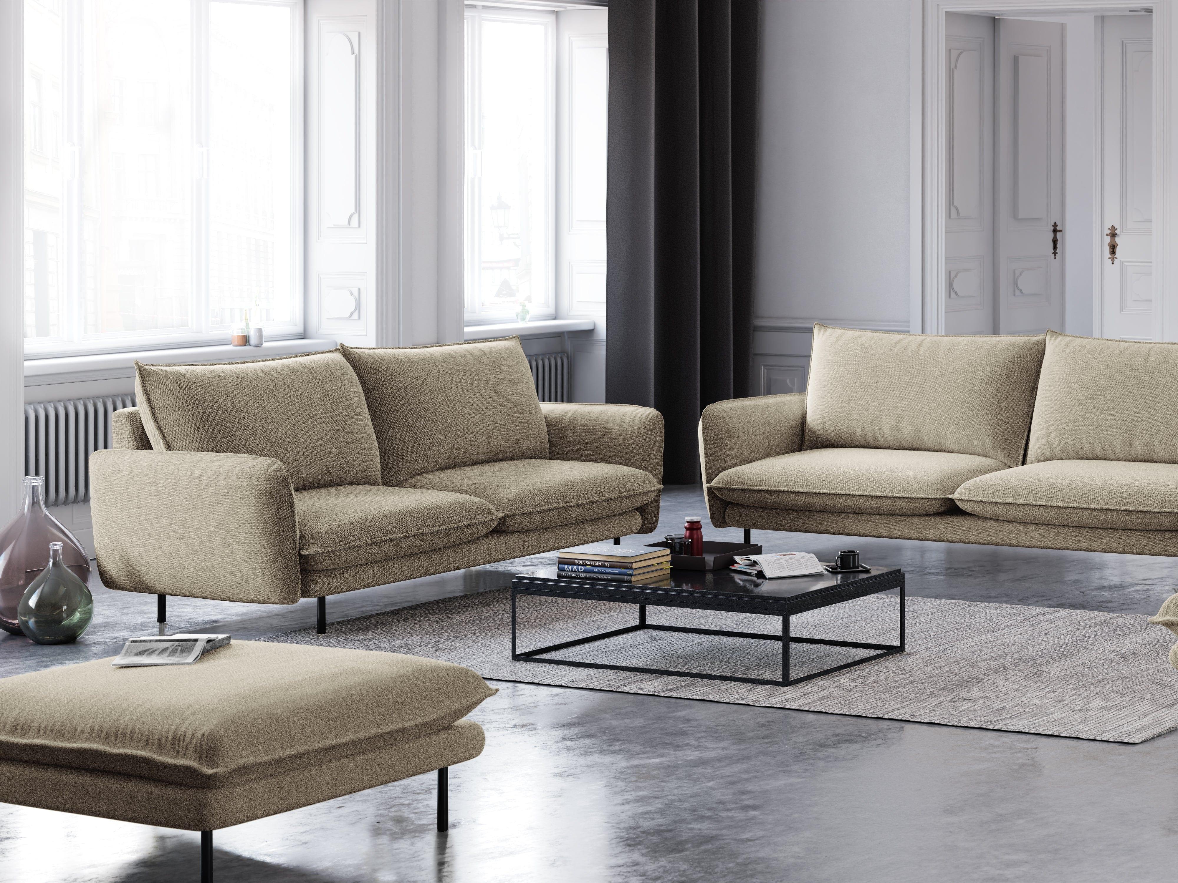 2-seater sofa VIENNA beige with black base - Eye on Design