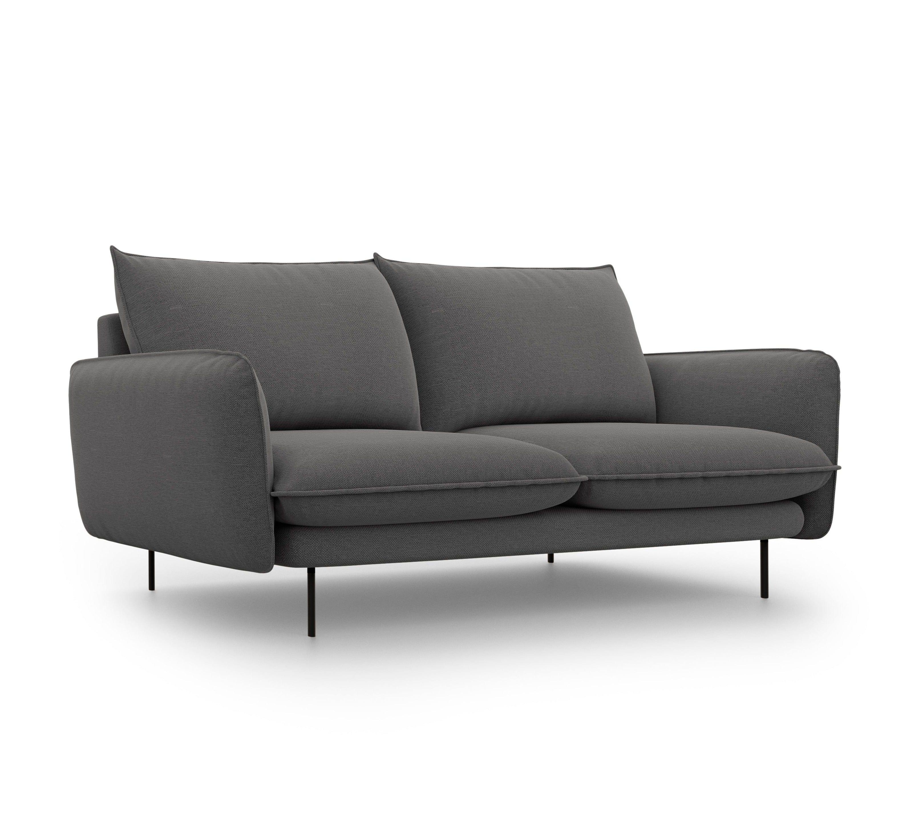 2-seater sofa VIENNA dark grey with black base - Eye on Design