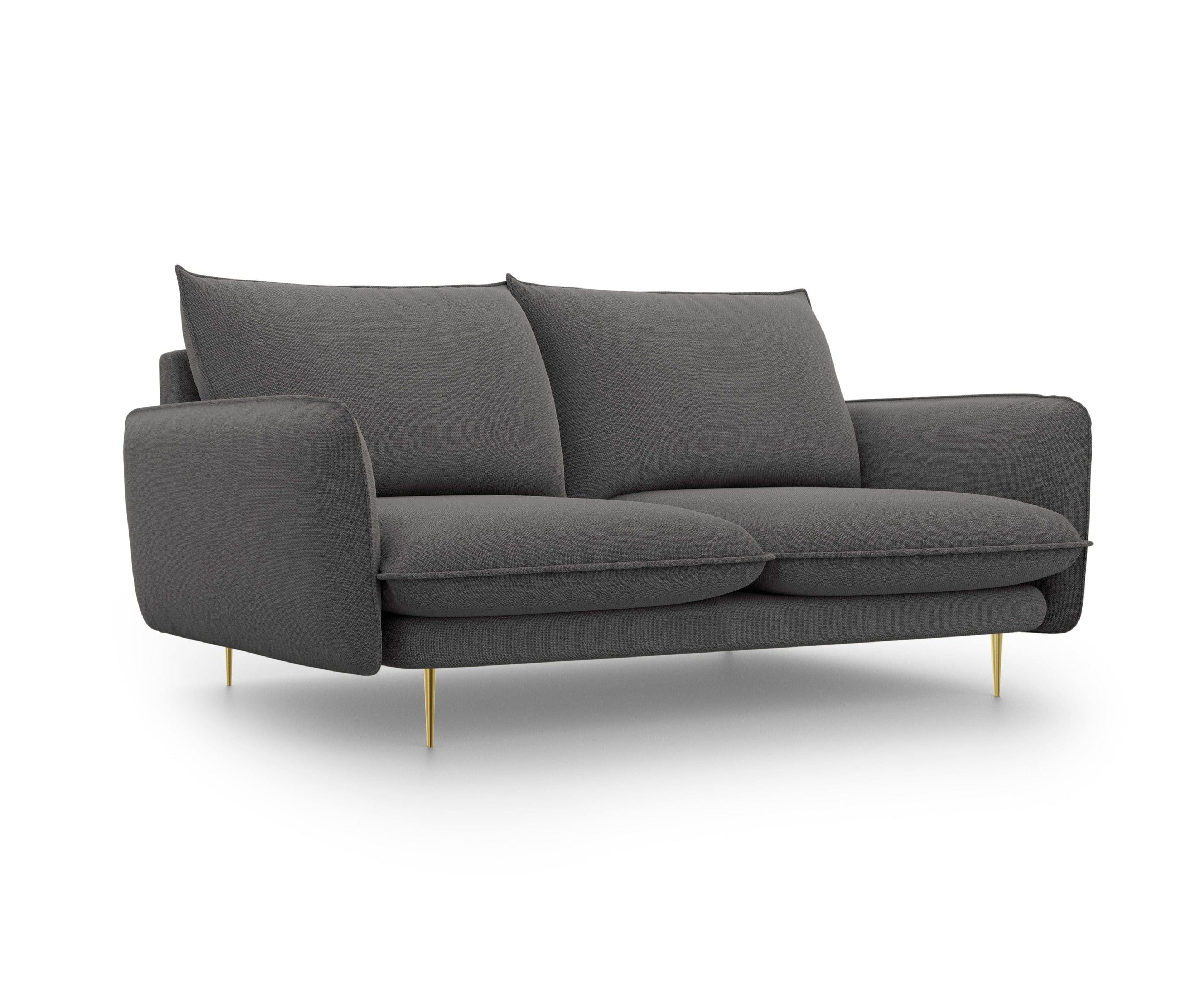 2-seater sofa VIENNA dark grey with gold base - Eye on Design