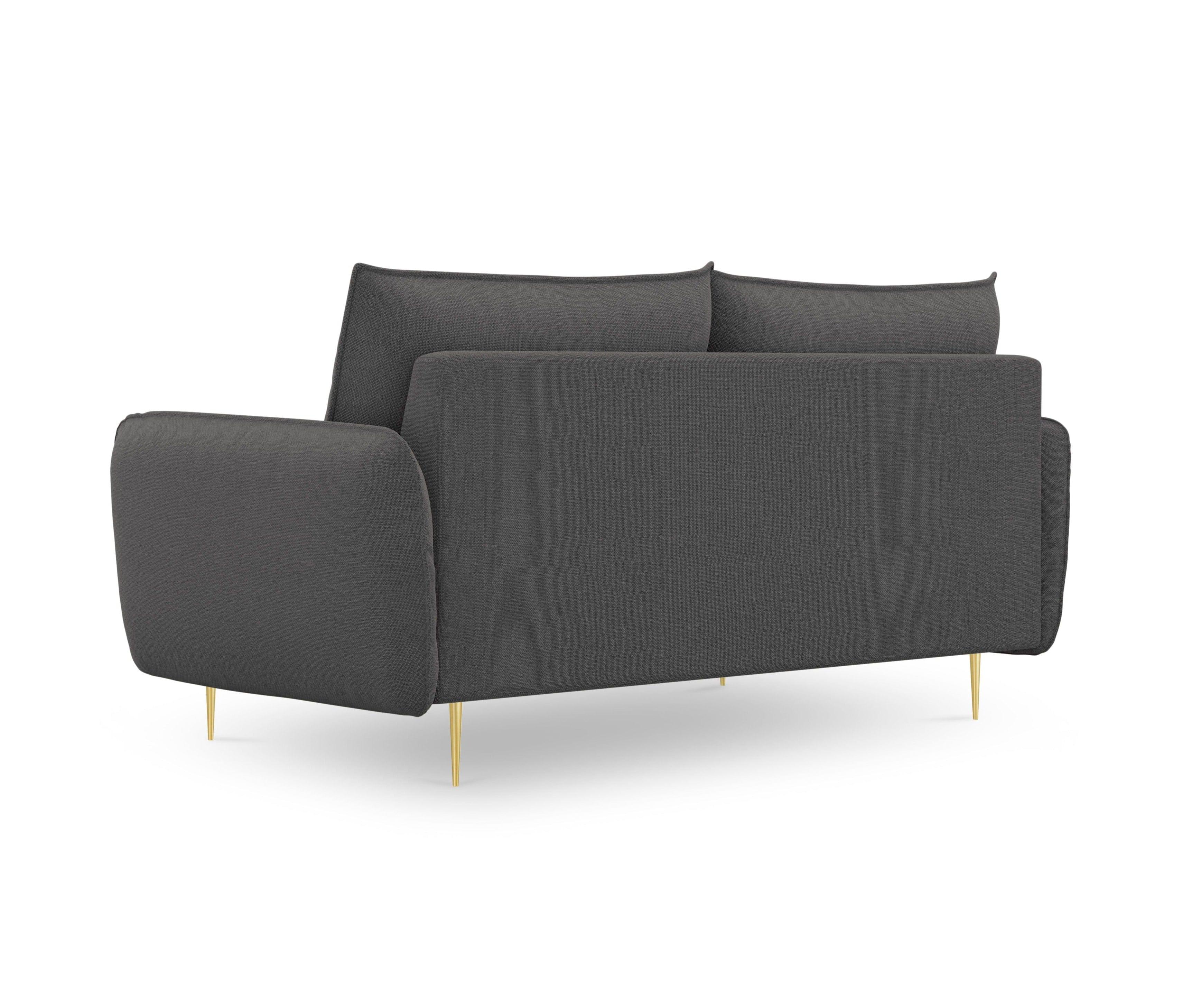 2-seater sofa VIENNA dark grey with gold base - Eye on Design