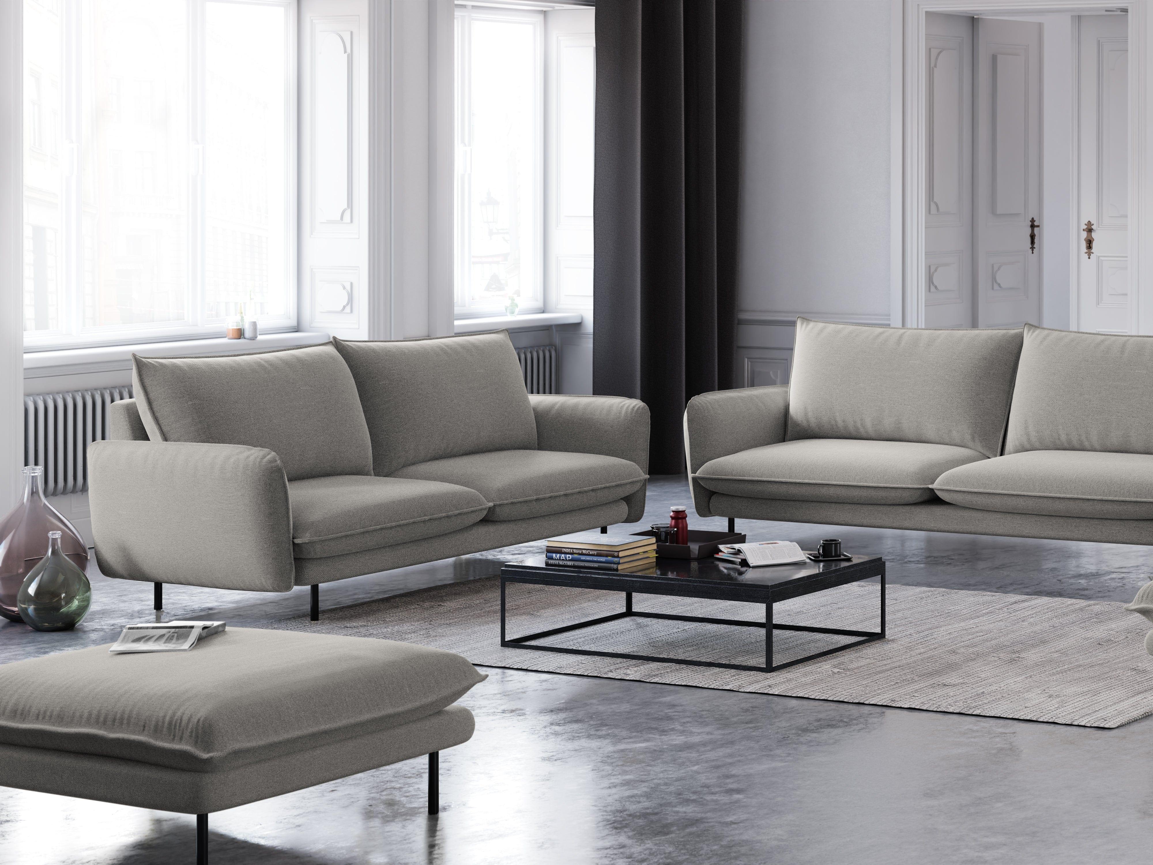 2-seater sofa VIENNA light grey with black base - Eye on Design