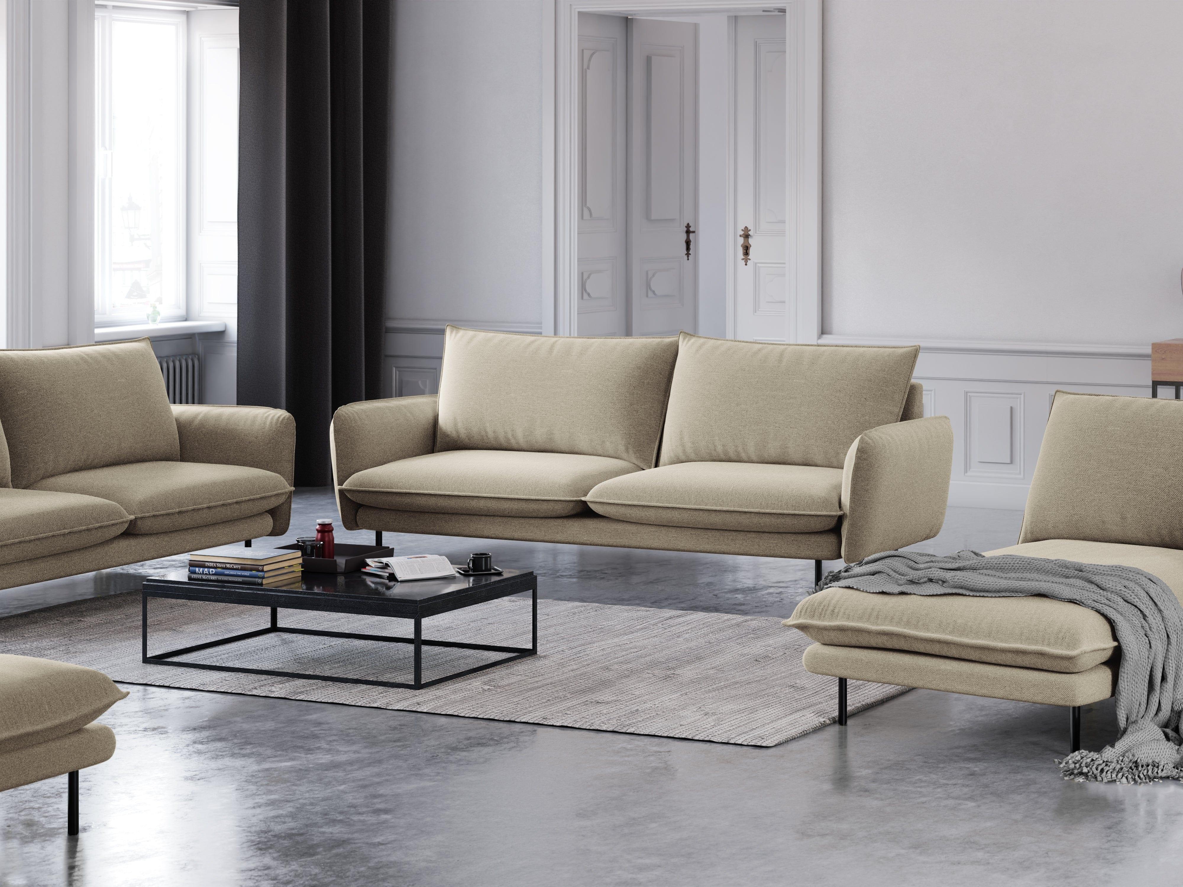 3-seater sofa VIENNA beige with black base - Eye on Design