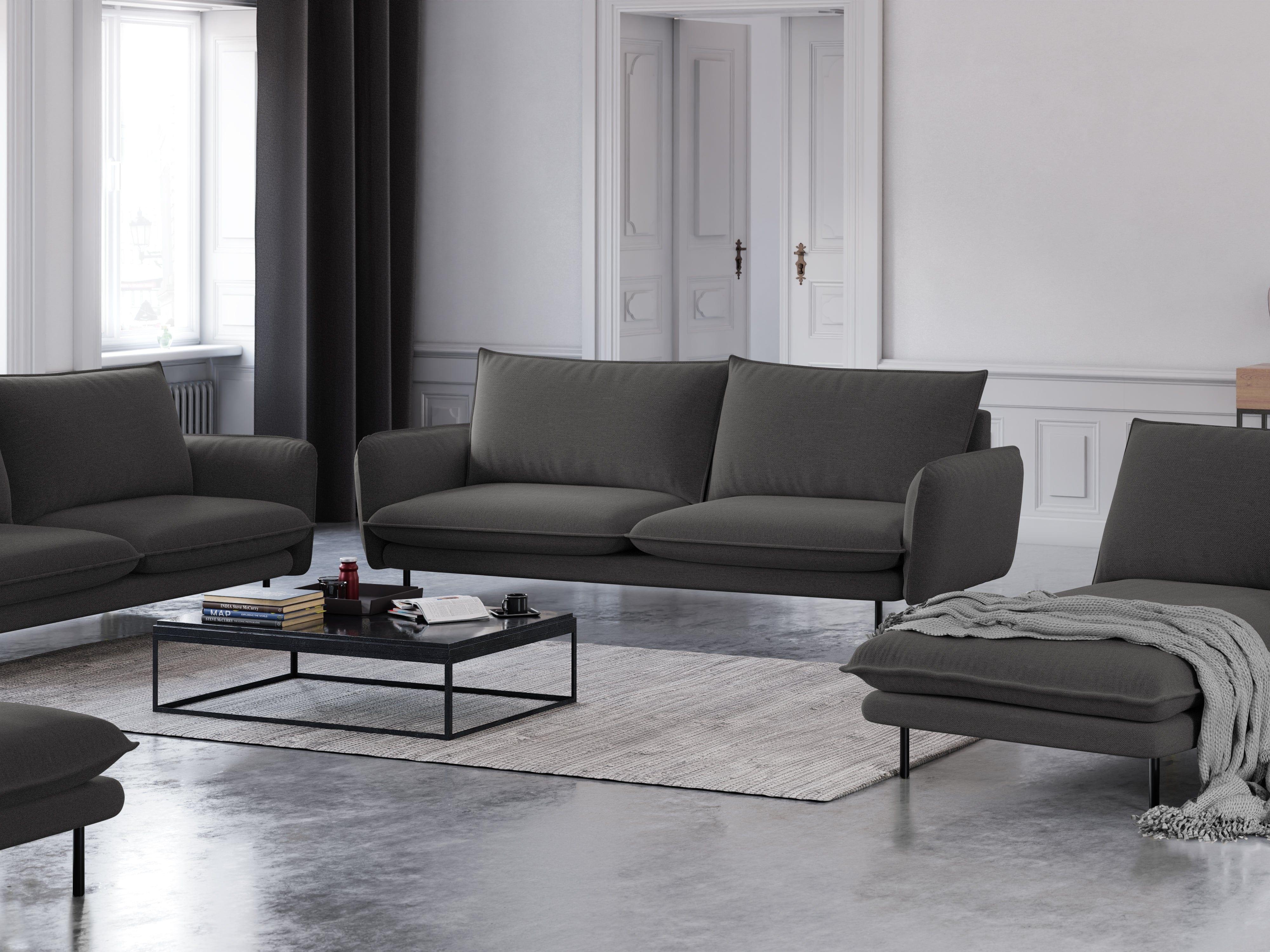 3-seater sofa VIENNA dark grey with black base - Eye on Design