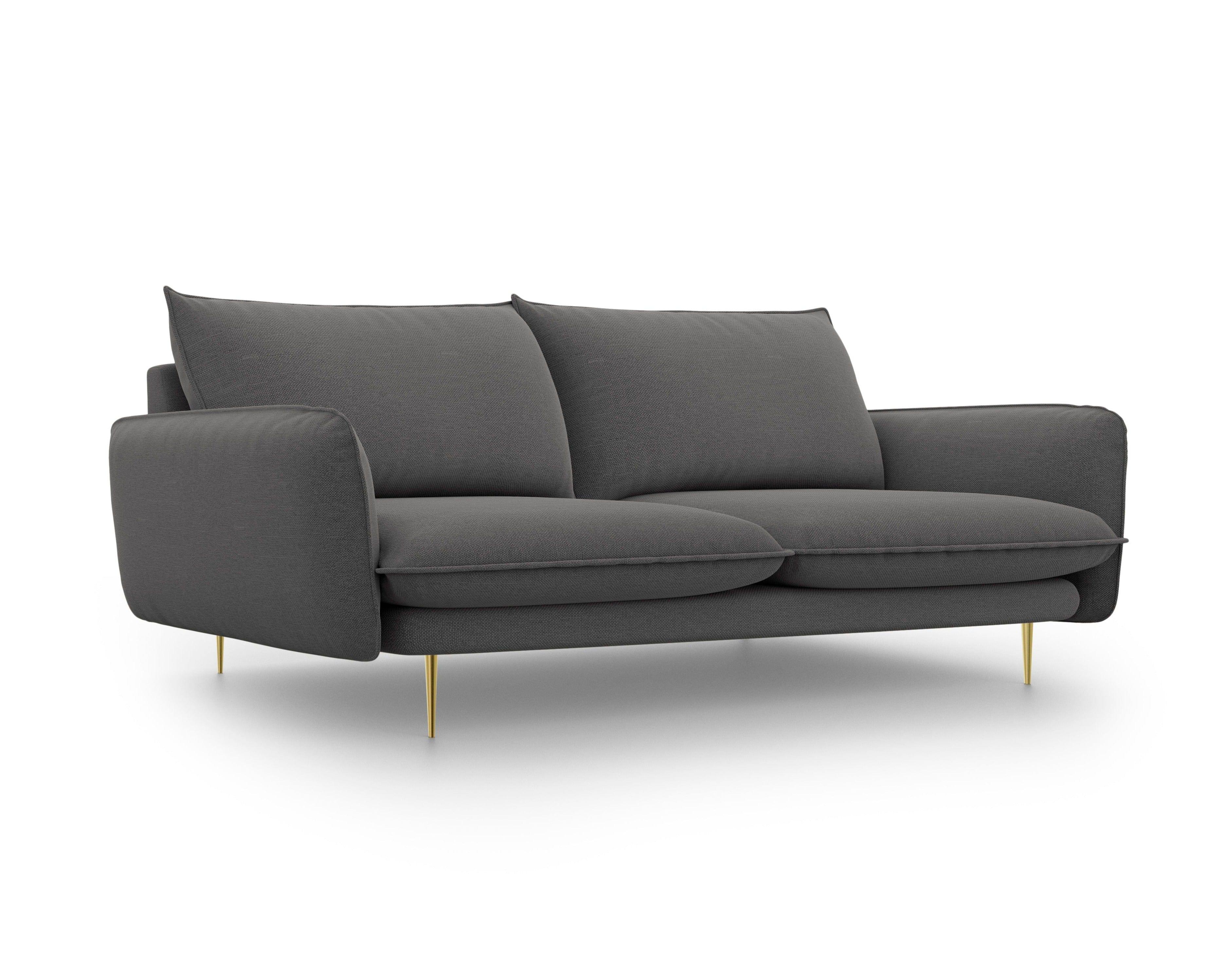 3-seater sofa VIENNA dark grey with gold base - Eye on Design