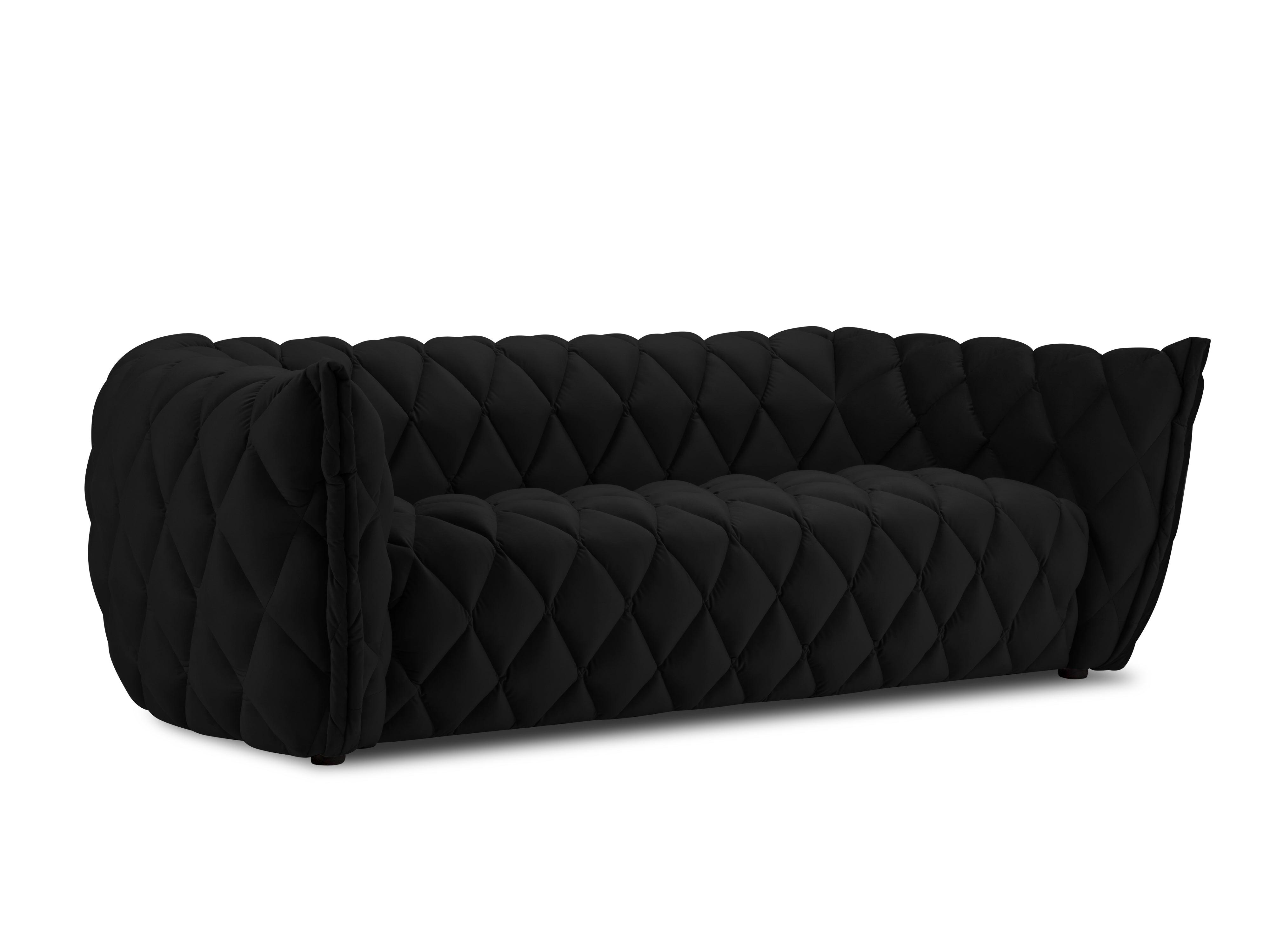 3-seater velvet sofa FLANDRIN black - Eye on Design