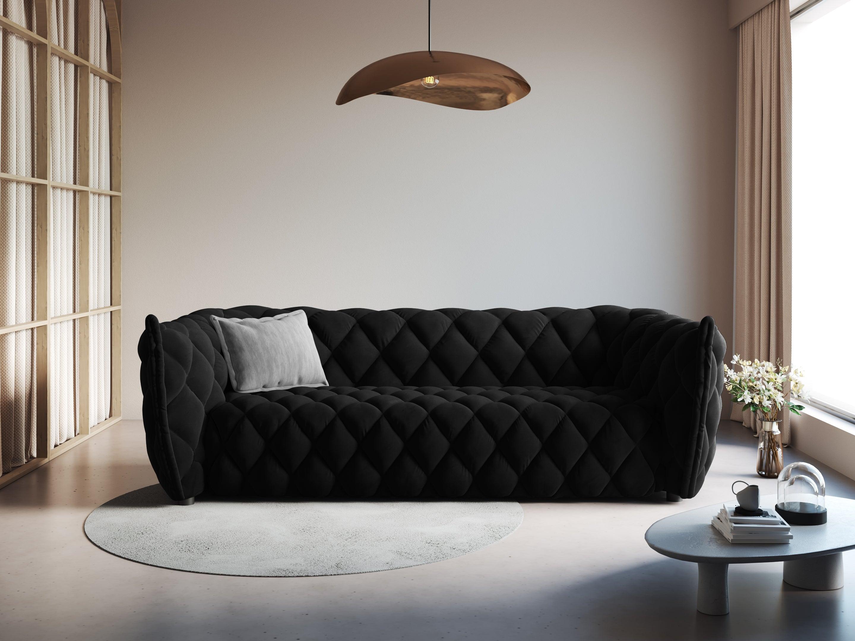 3-seater velvet sofa FLANDRIN black - Eye on Design