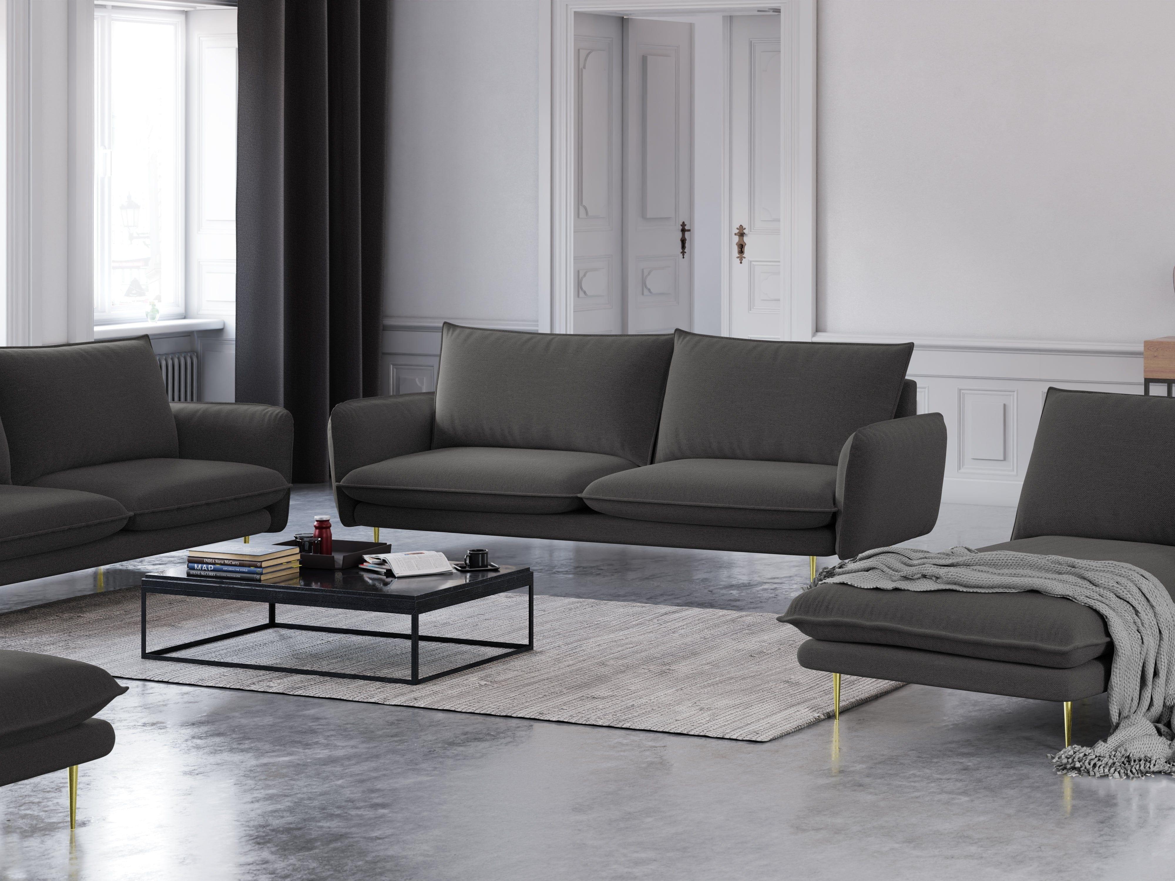 4-seater sofa VIENNA dark grey with gold base - Eye on Design