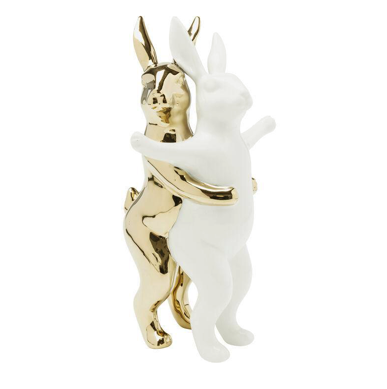 Figurka w kształcie królików w kolorze białym i złotym Kare Design    Eye on Design