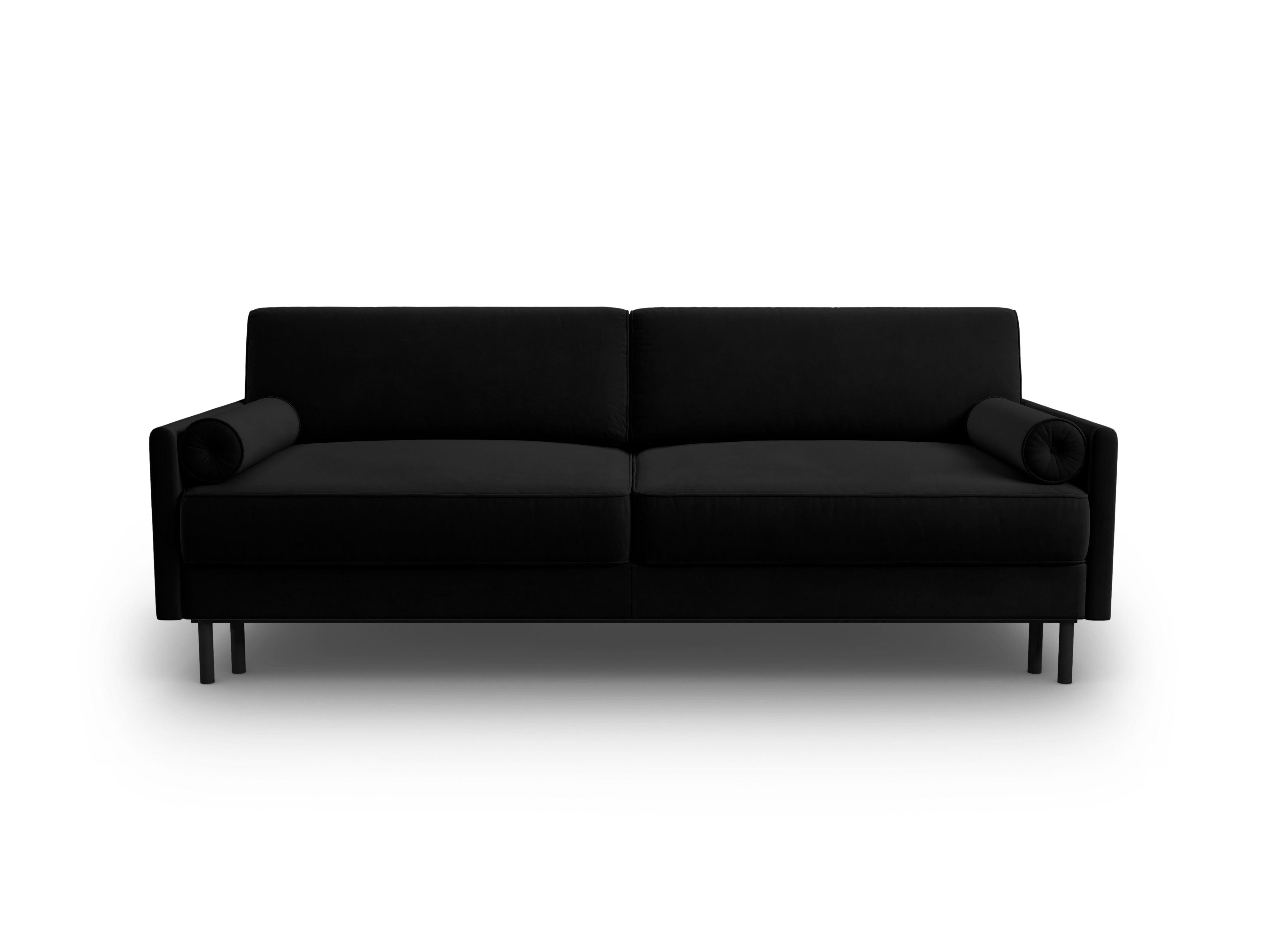 Sofa aksamitna z funkcją spania SCOTT czarny Micadoni    Eye on Design