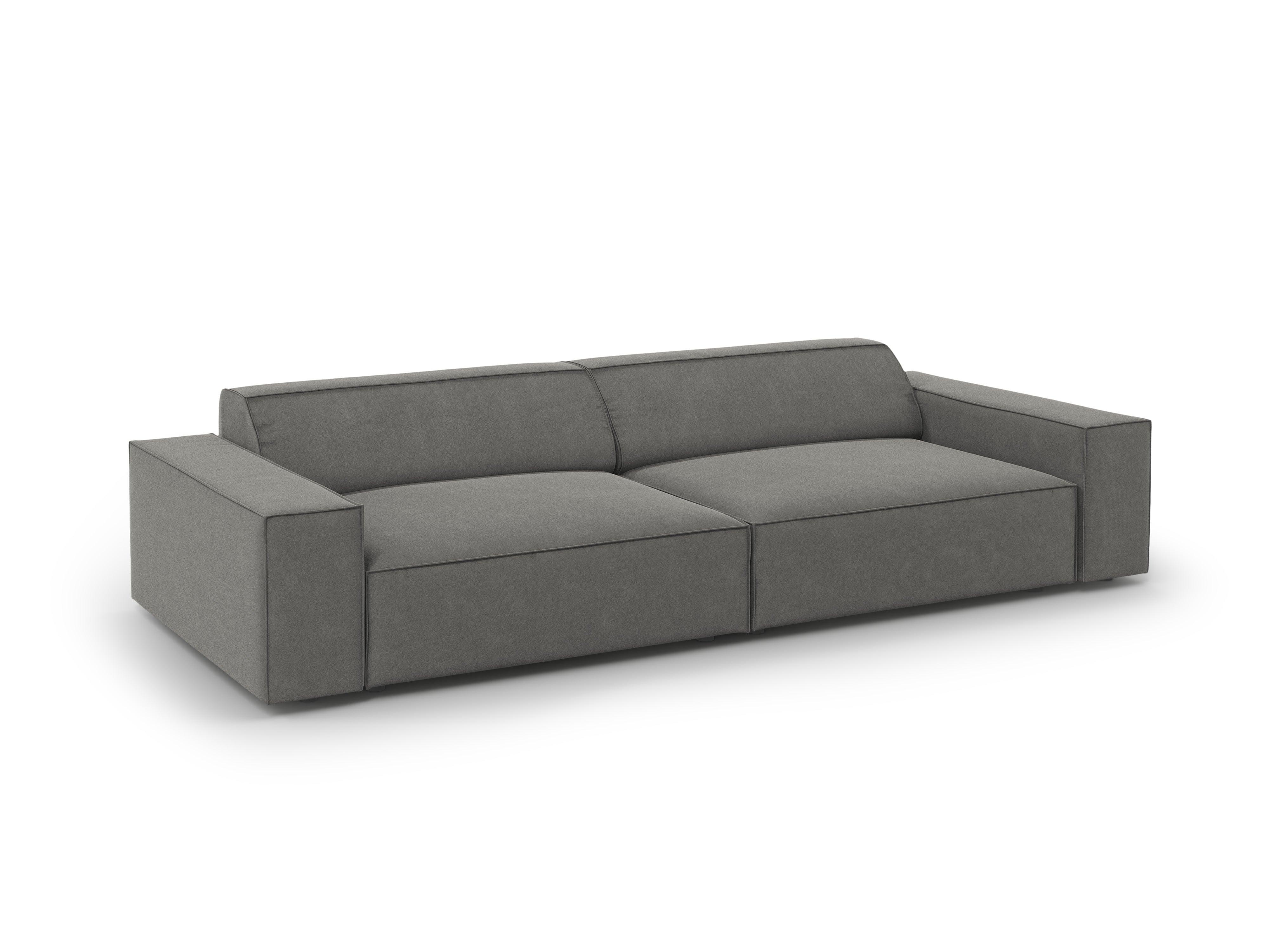 Sofa aksamitna 3-osobowa JODIE jasnoszary Micadoni    Eye on Design