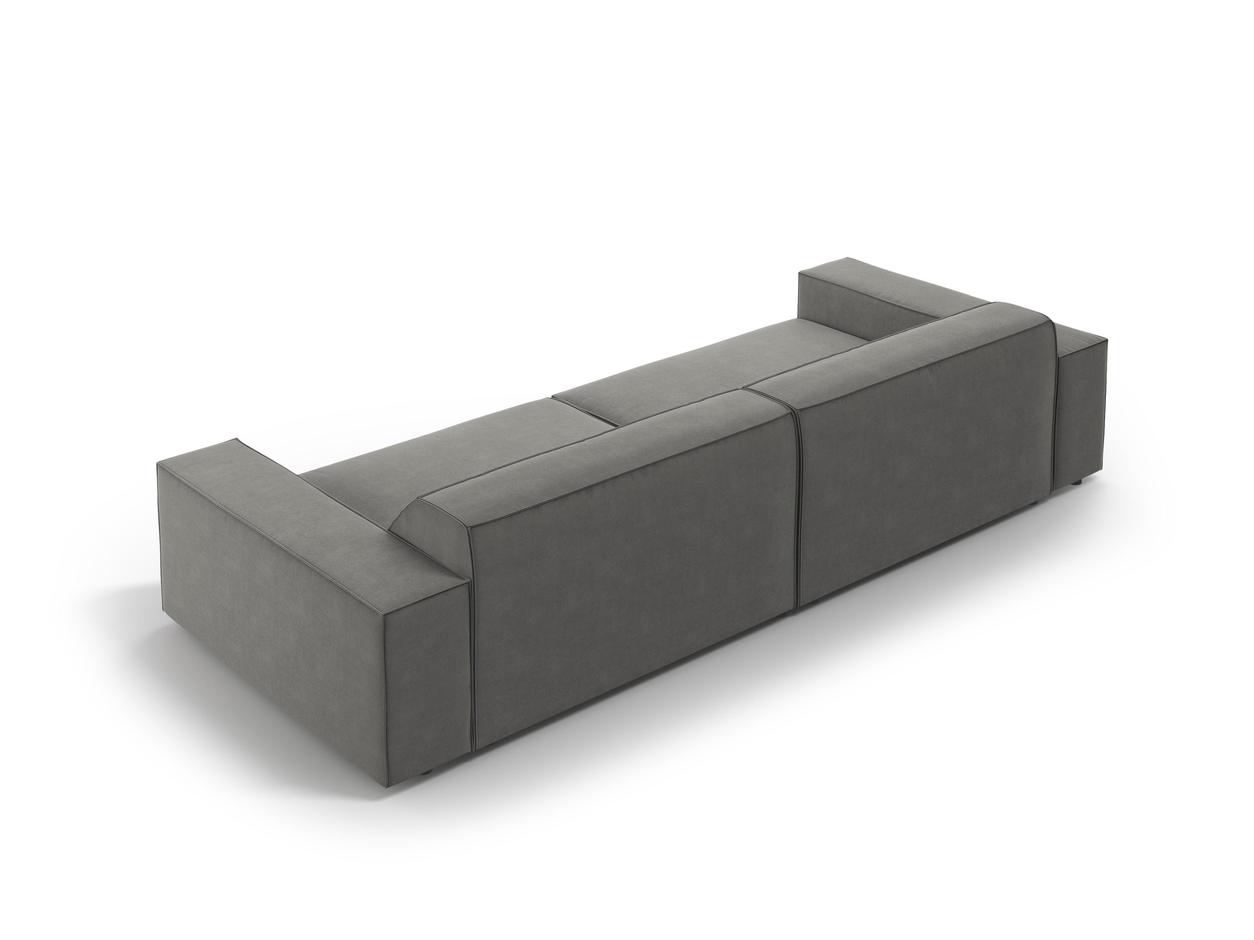 Sofa aksamitna 3-osobowa JODIE jasnoszary Micadoni    Eye on Design