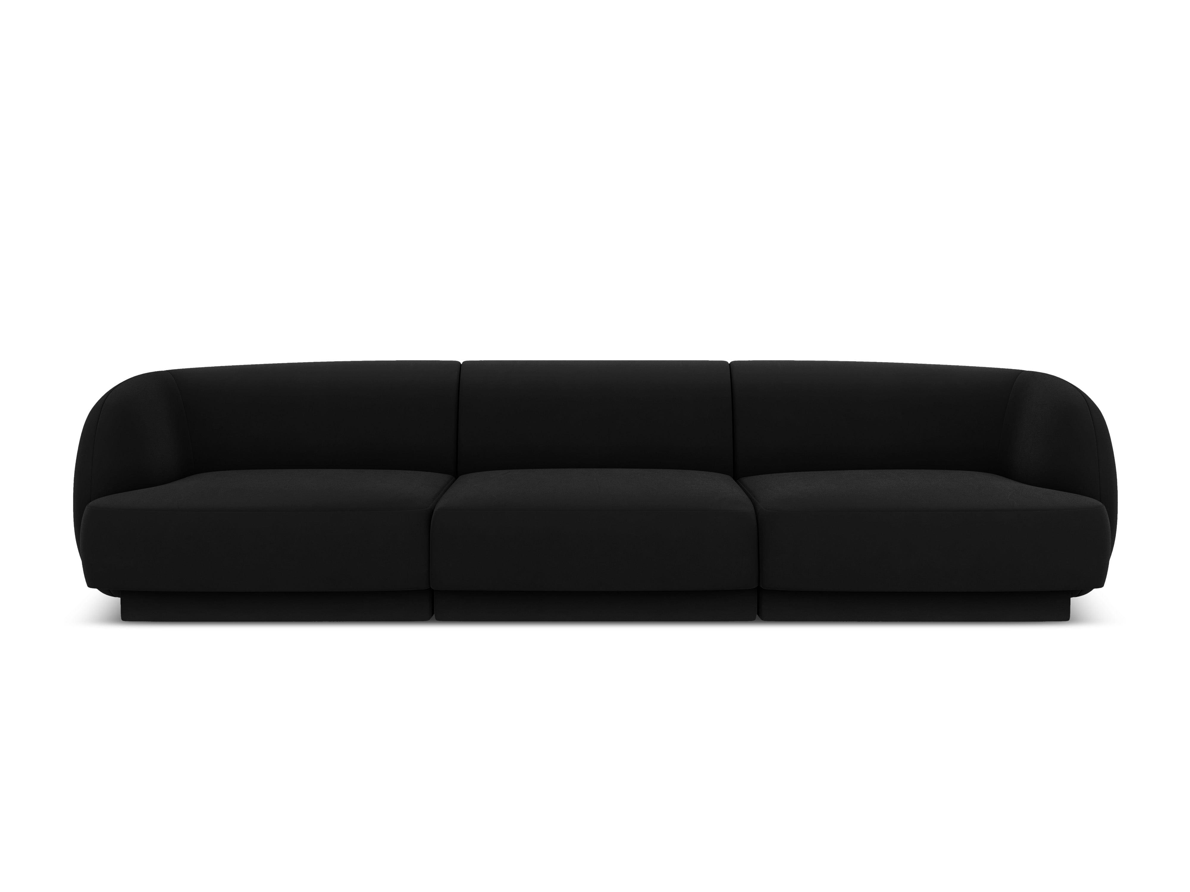 Sofa aksamitna 3-osobowa MILEY czarny Micadoni    Eye on Design