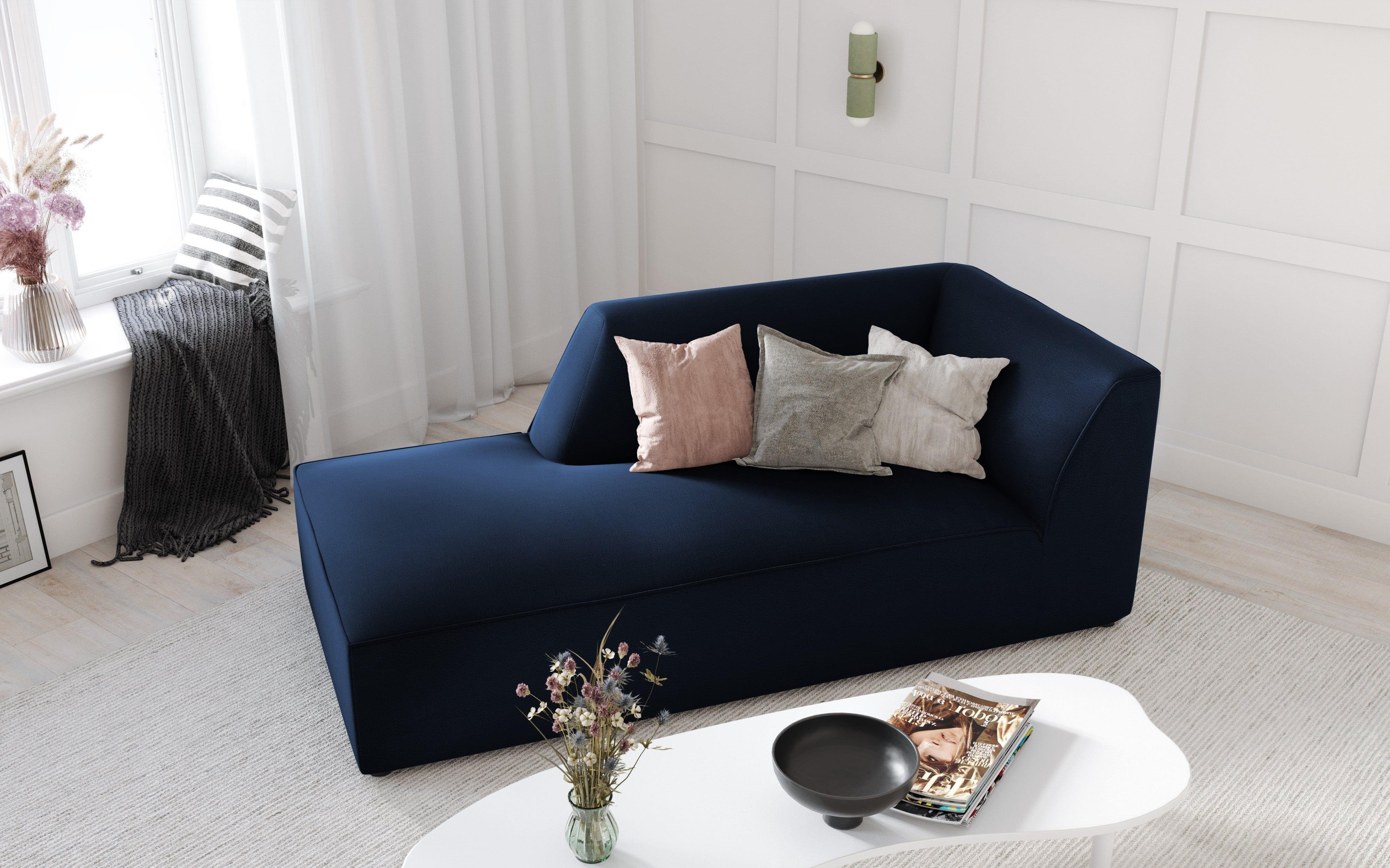 Szezlong aksamitny lewostronny RUBY granat królewski Micadoni    Eye on Design