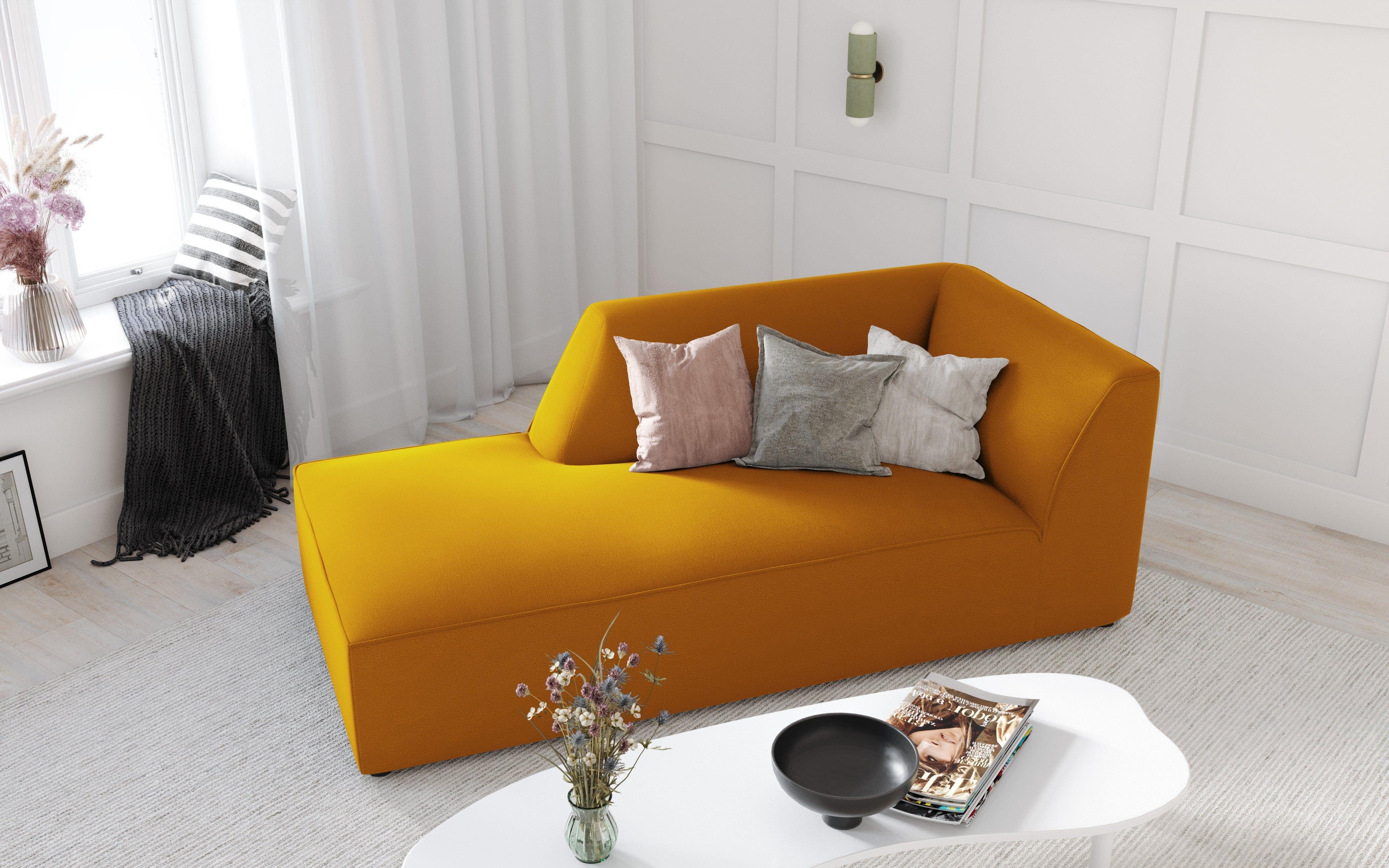 Szezlong aksamitny lewostronny RUBY żółty Micadoni    Eye on Design