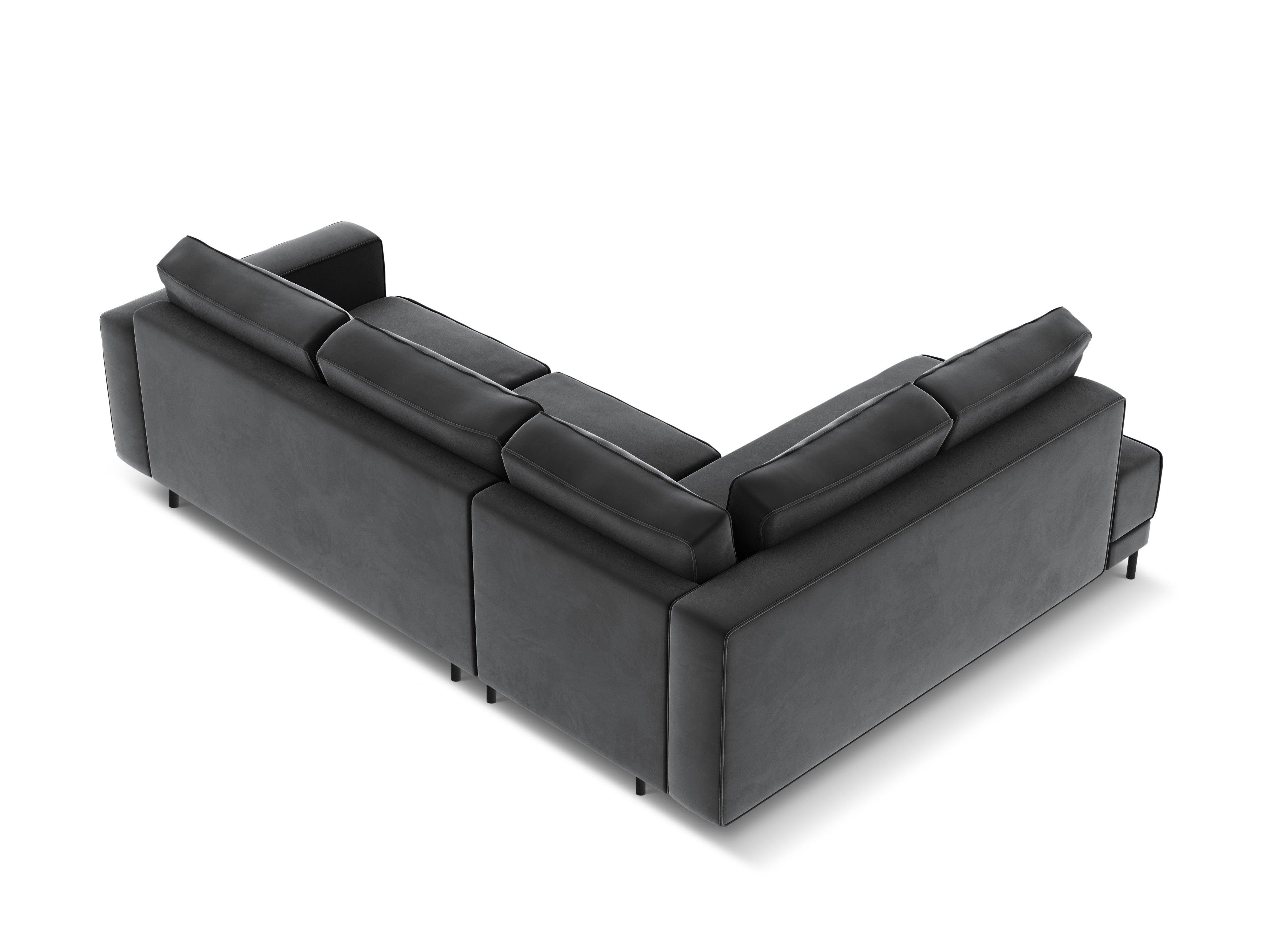 Narożnik aksamitny lewostronny z funkcją spania CARO ciemnoszary Micadoni    Eye on Design