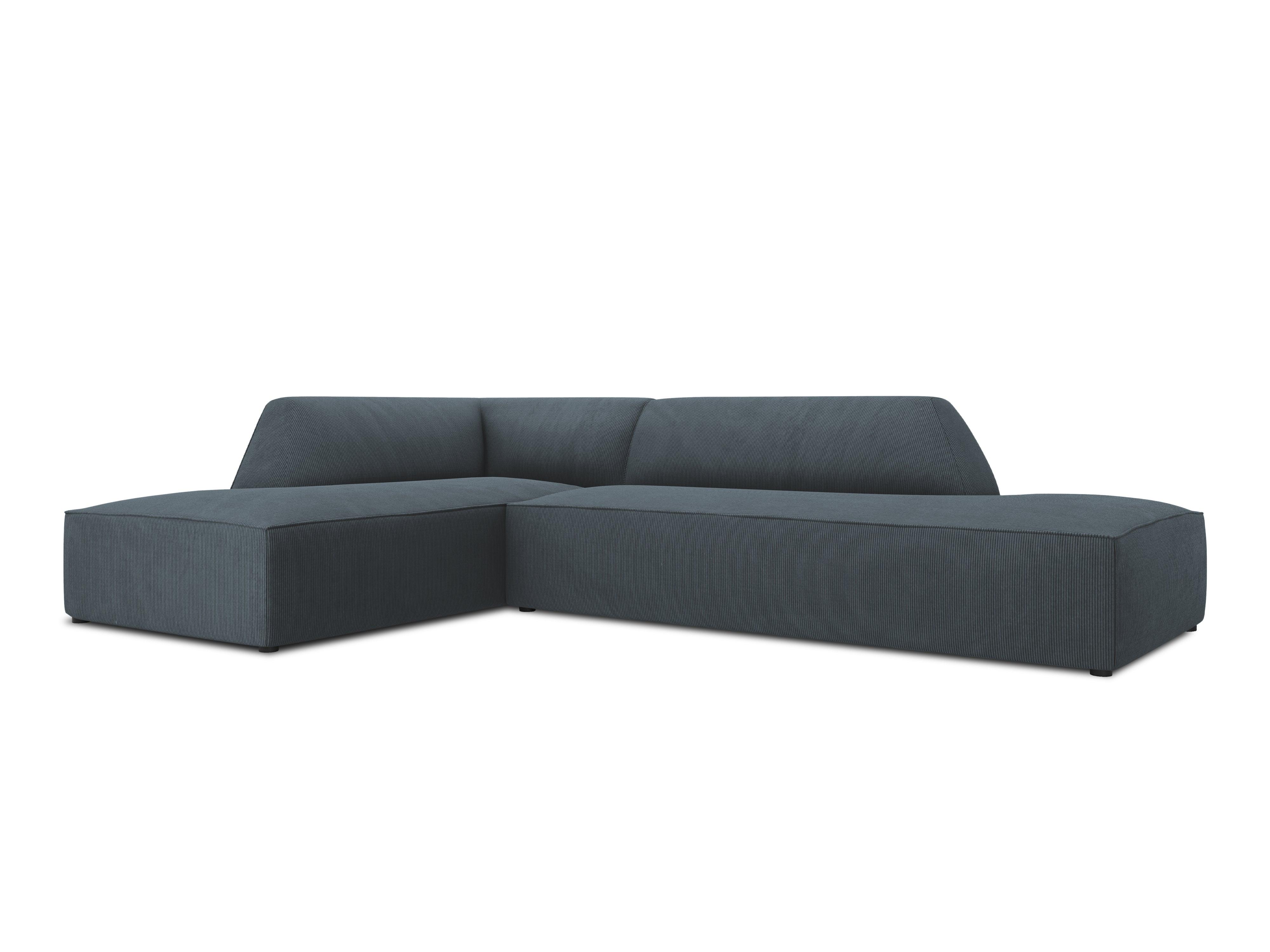 Sofa narożna sztruksowa lewostronna RUBY niebieski Micadoni    Eye on Design