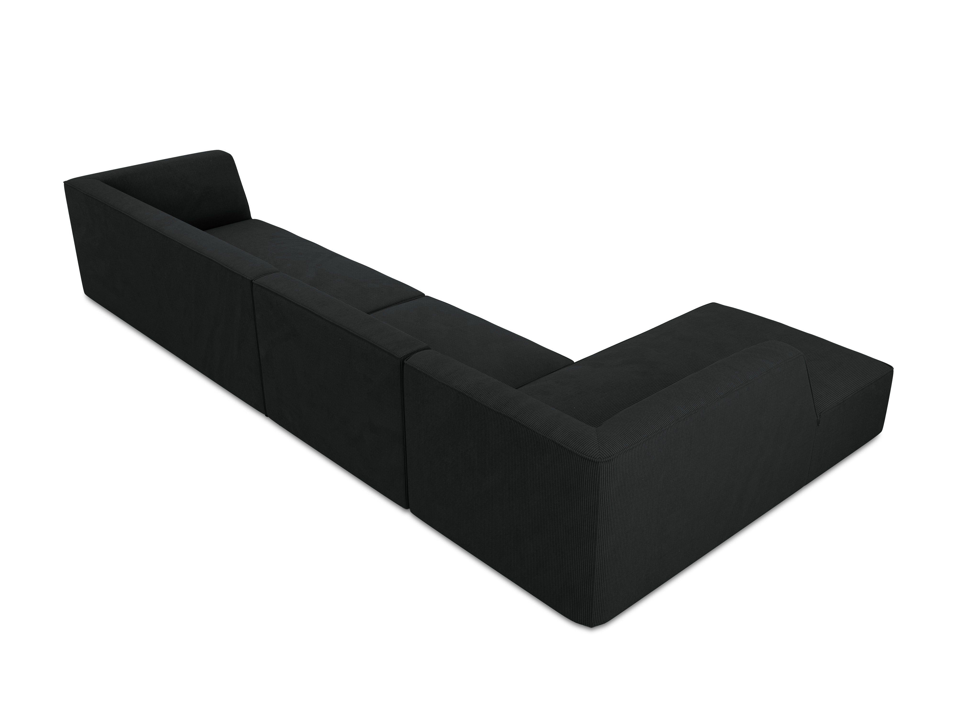 Narożnik sztruksowy 5-osobowy lewostronny RUBY czarny Micadoni    Eye on Design