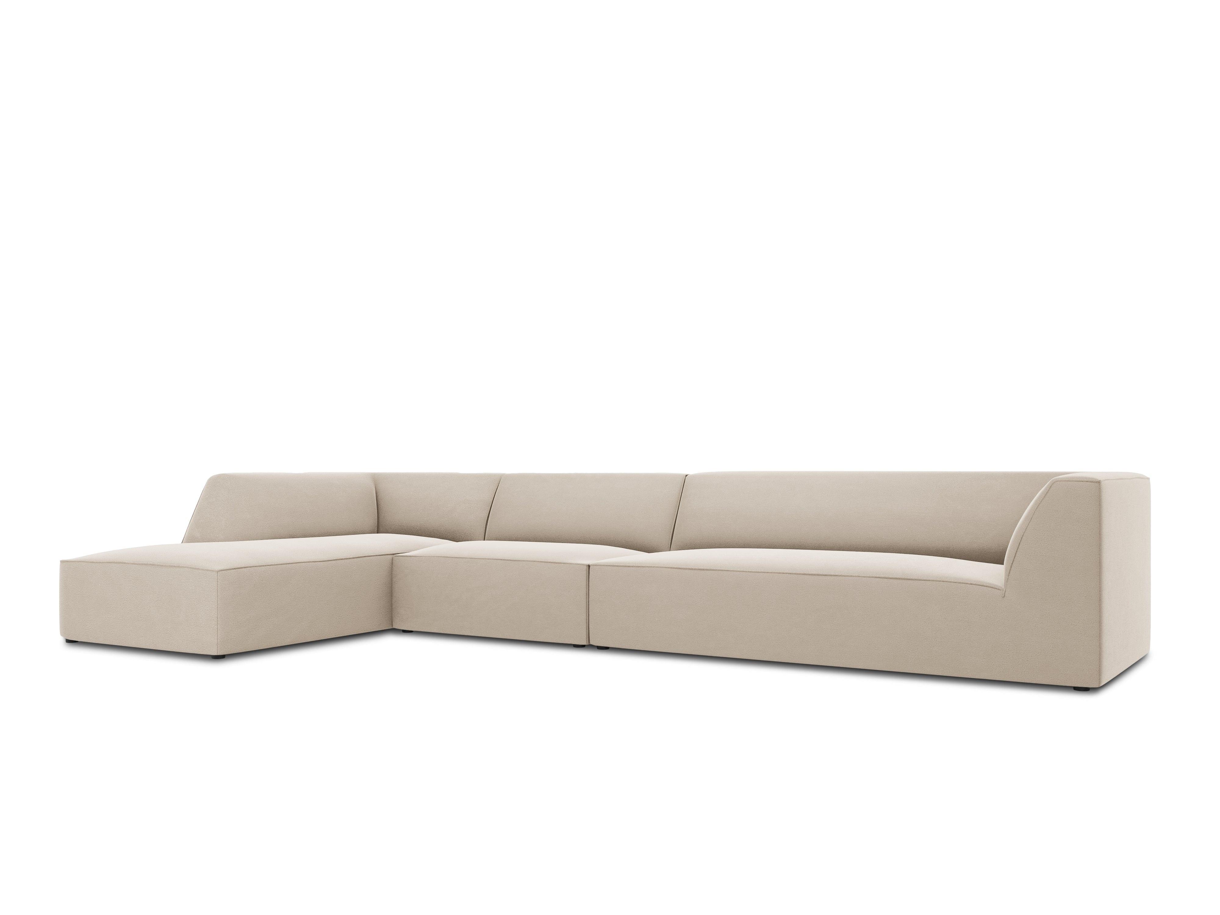 Narożnik aksamitny 5-osobowy lewostronny RUBY beżowy Micadoni    Eye on Design