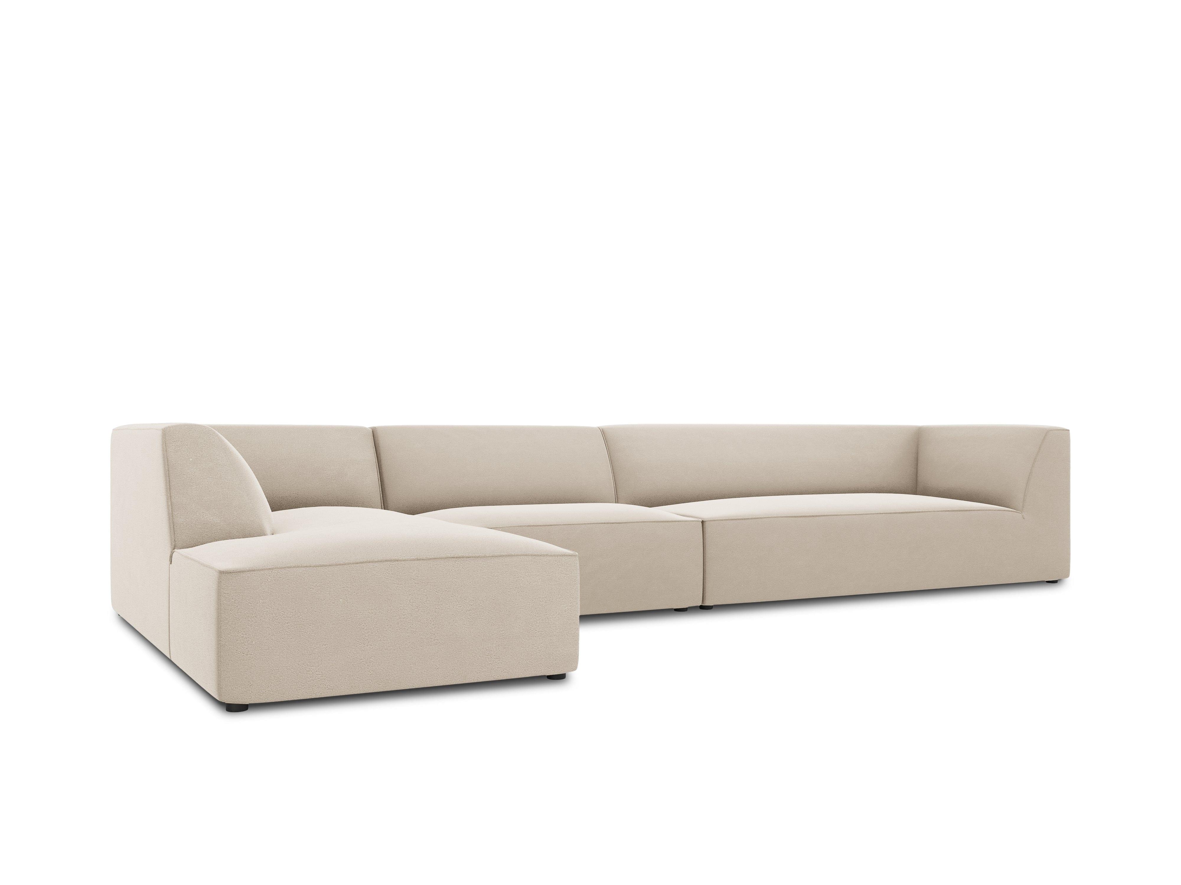 Narożnik aksamitny 5-osobowy lewostronny RUBY beżowy Micadoni    Eye on Design