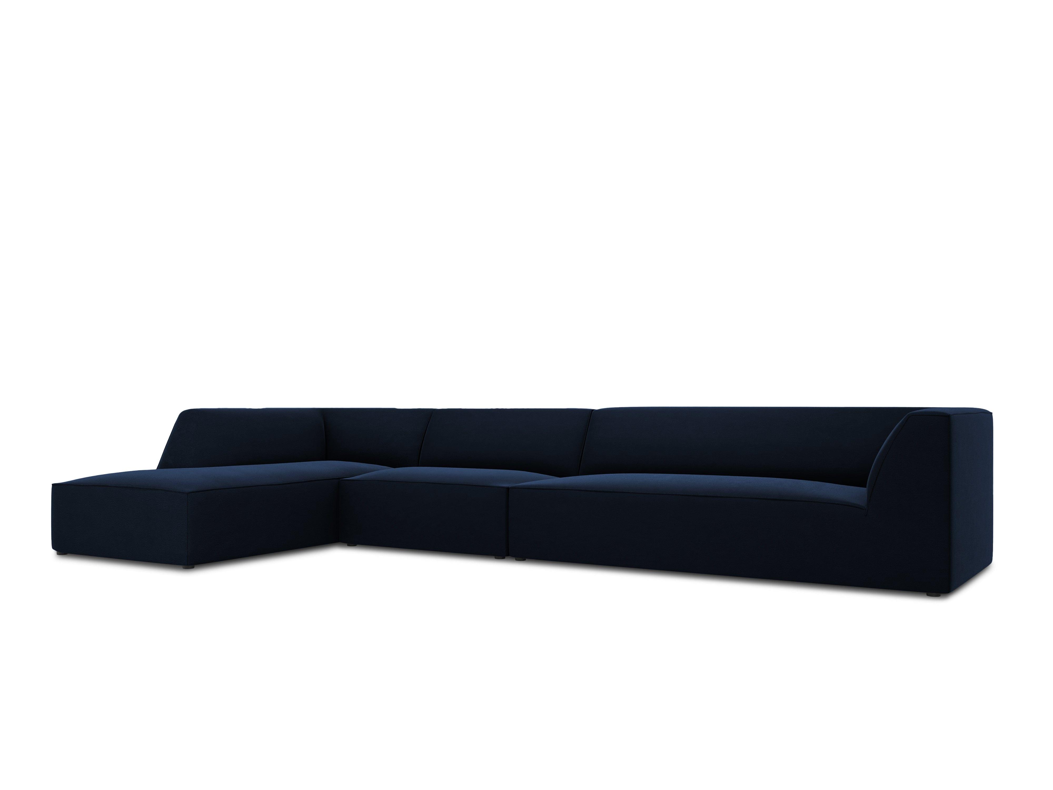 Narożnik aksamitny 5-osobowy lewostronny RUBY granat królewski Micadoni    Eye on Design
