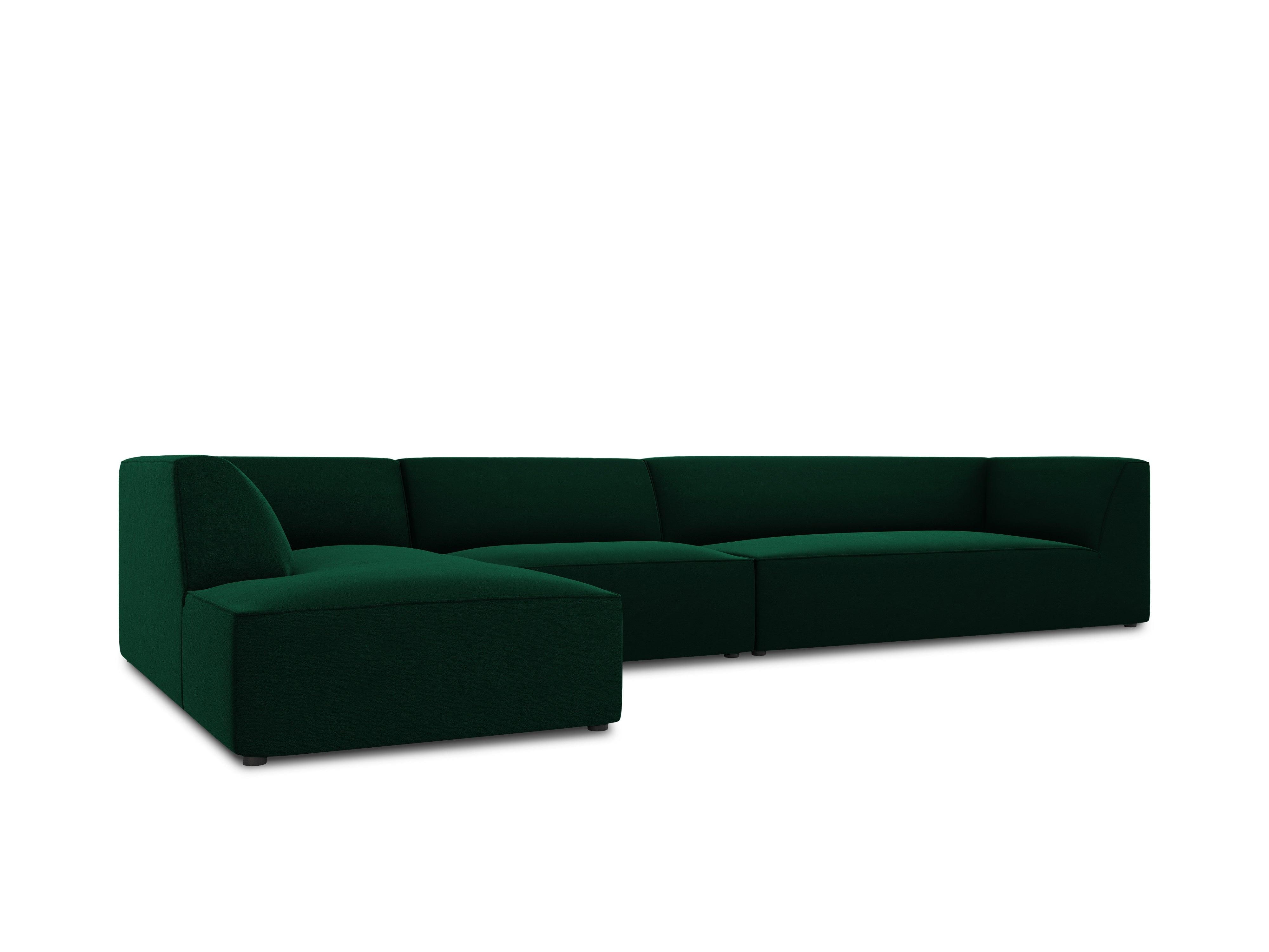 Narożnik aksamitny 5-osobowy lewostronny RUBY butelkowa zieleń Micadoni    Eye on Design