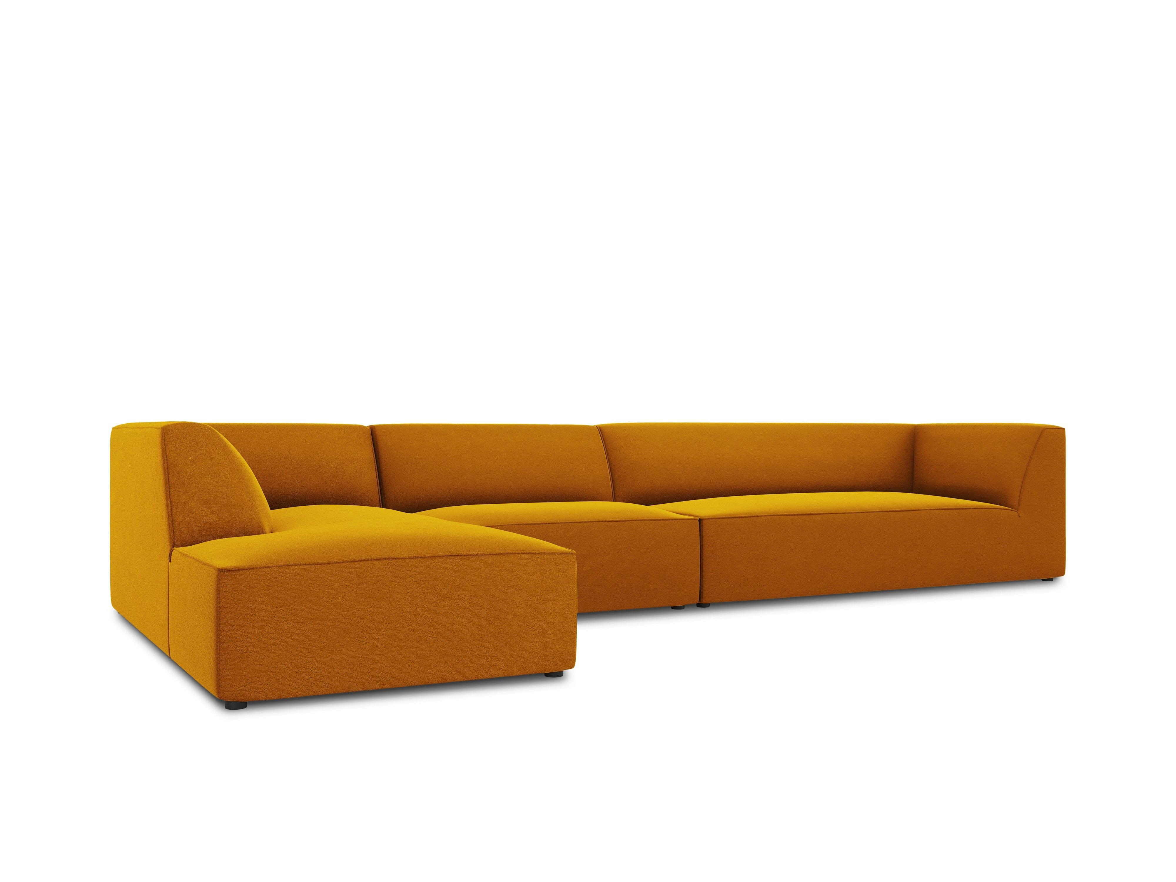 Narożnik aksamitny 5-osobowy lewostronny RUBY żółty Micadoni    Eye on Design