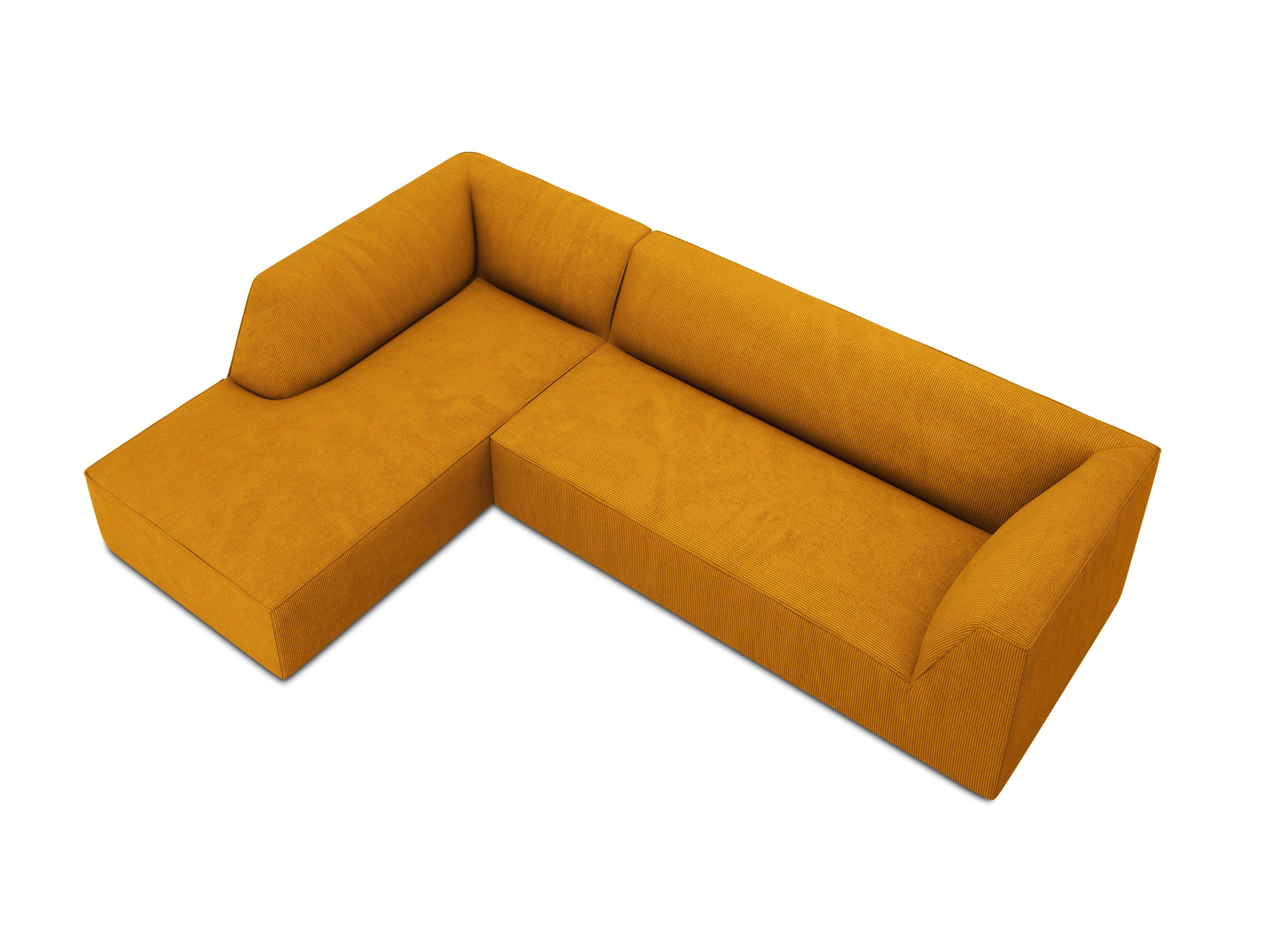 Narożnik sztruksowy 4-osobowy lewostronny RUBY żółty Micadoni    Eye on Design