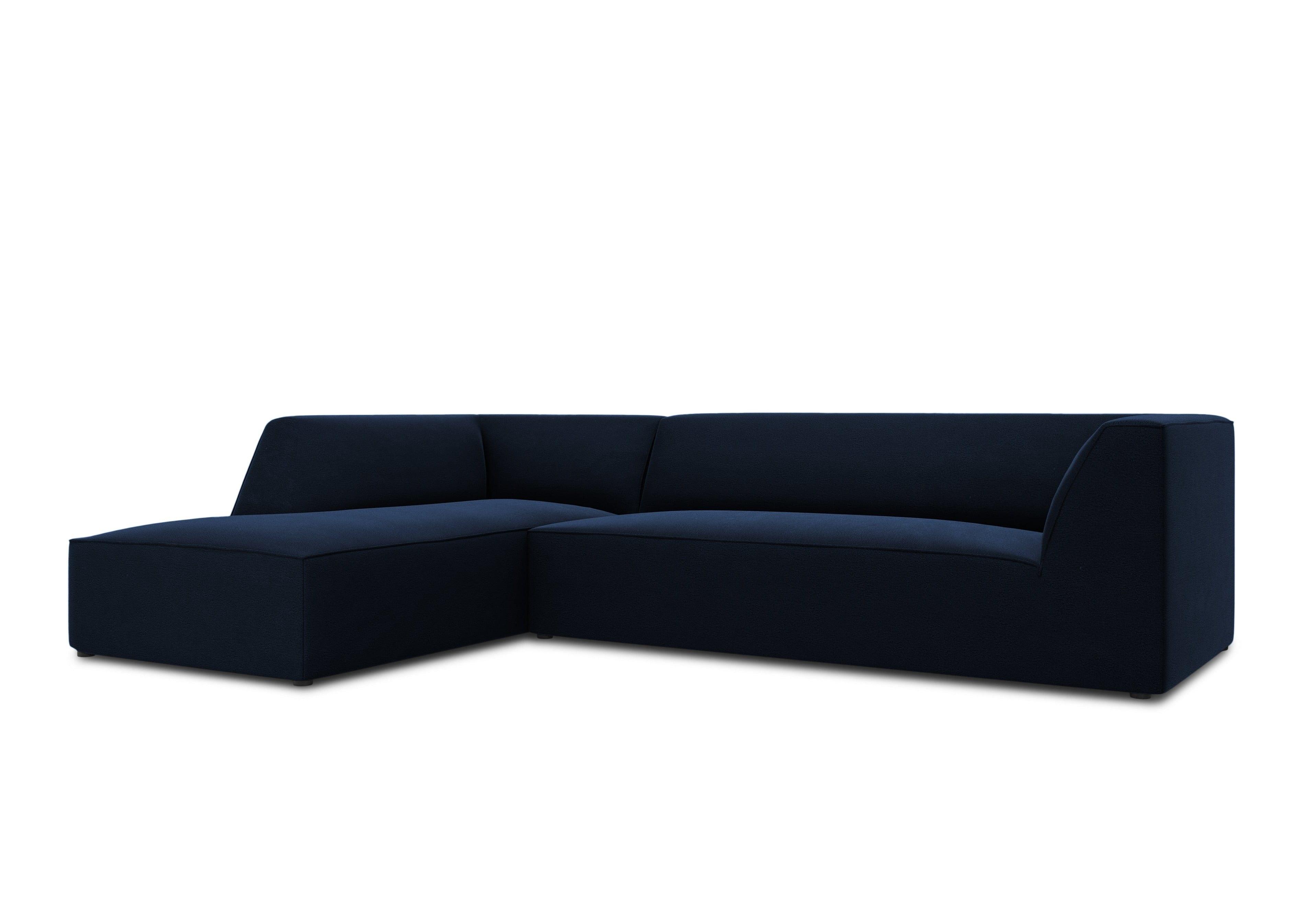 Narożnik aksamitny 4-osobowy lewostronny RUBY granat królewski Micadoni    Eye on Design