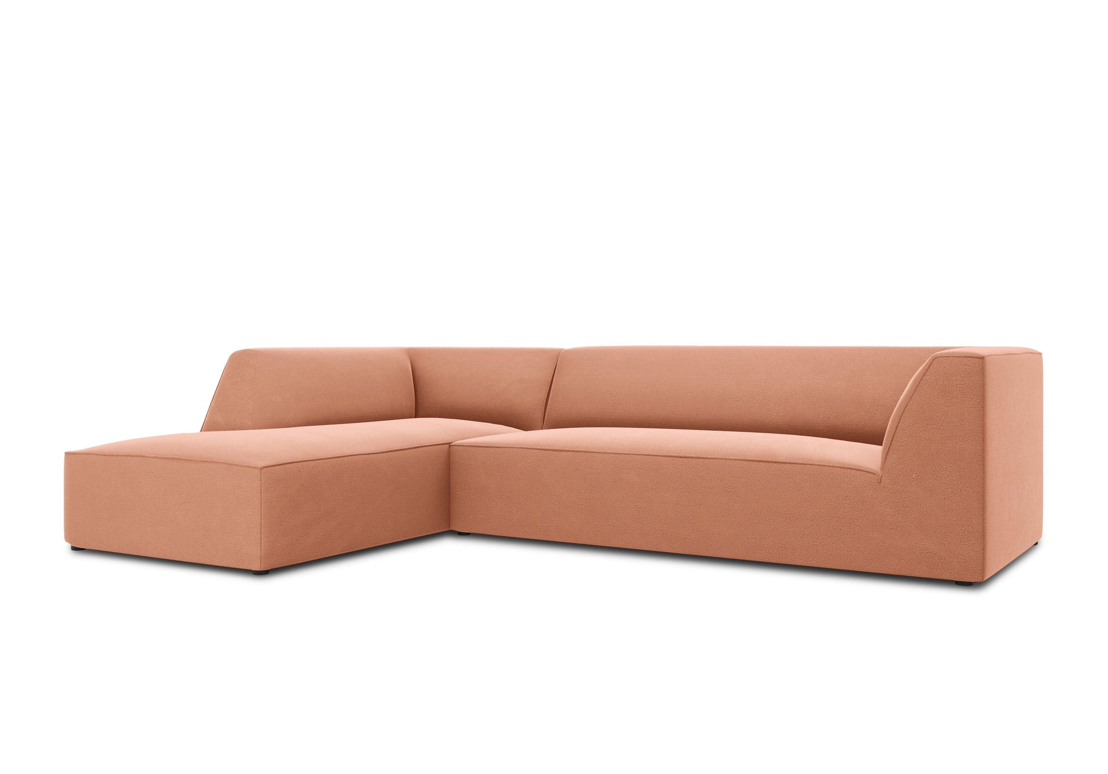 Narożnik aksamitny 4-osobowy lewostronny RUBY łososiowy Micadoni    Eye on Design