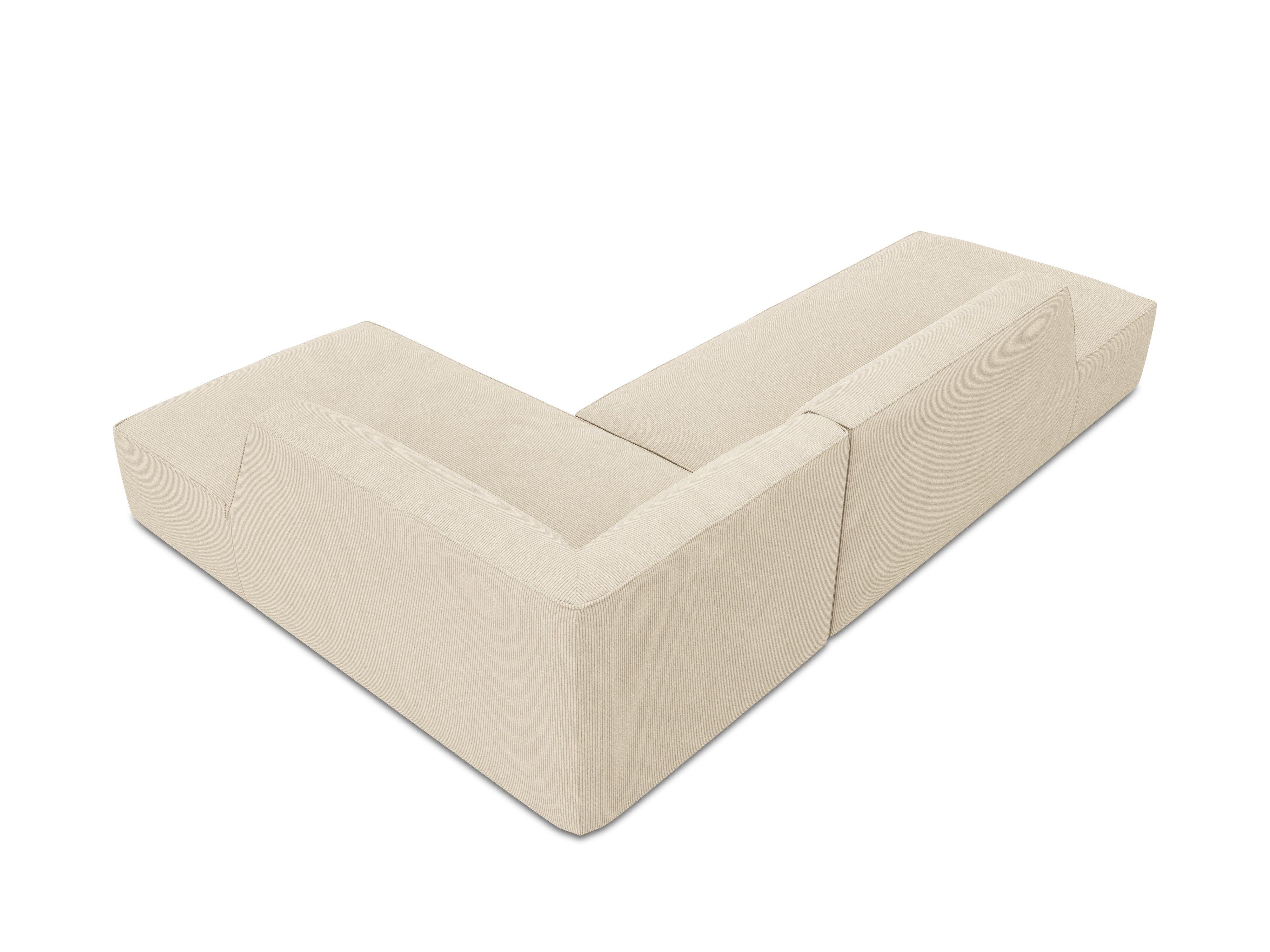 Sofa narożna sztruksowa prawostronny RUBY beżowy Micadoni    Eye on Design