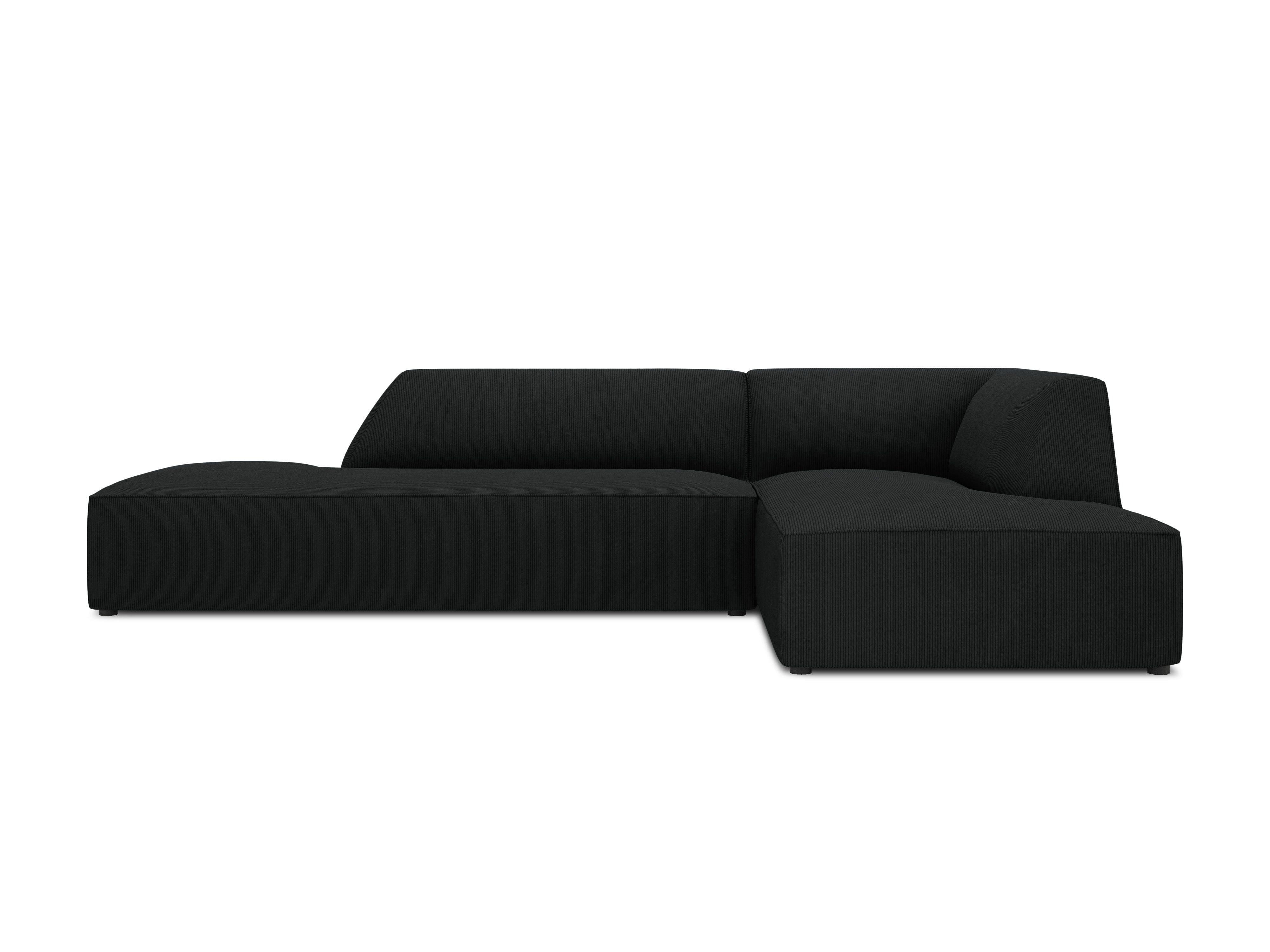 Sofa narożna sztruksowa prawostronny RUBY czarny Micadoni    Eye on Design
