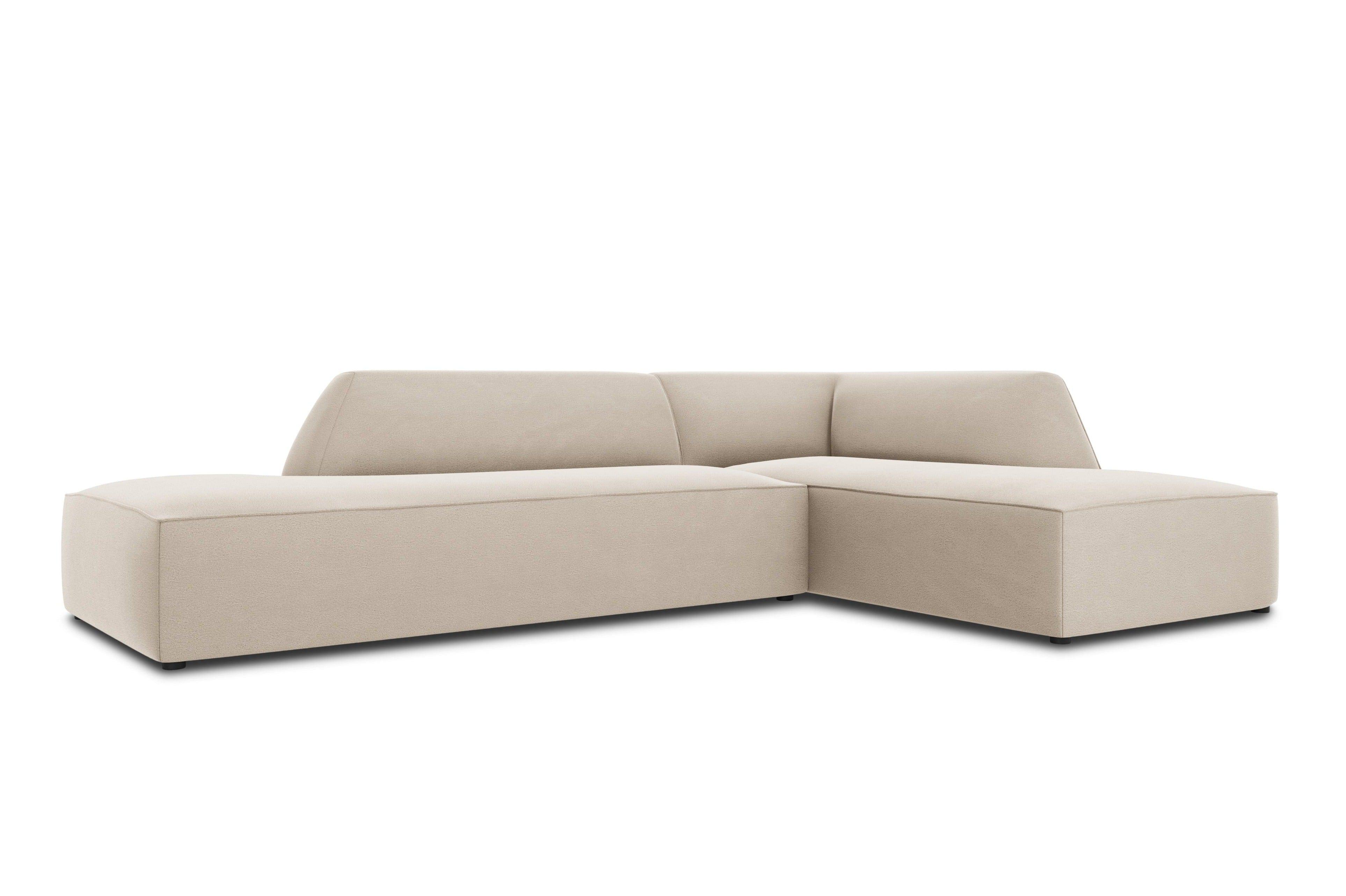 Sofa narożna aksamitna prawostronna RUBY beżowy Micadoni    Eye on Design