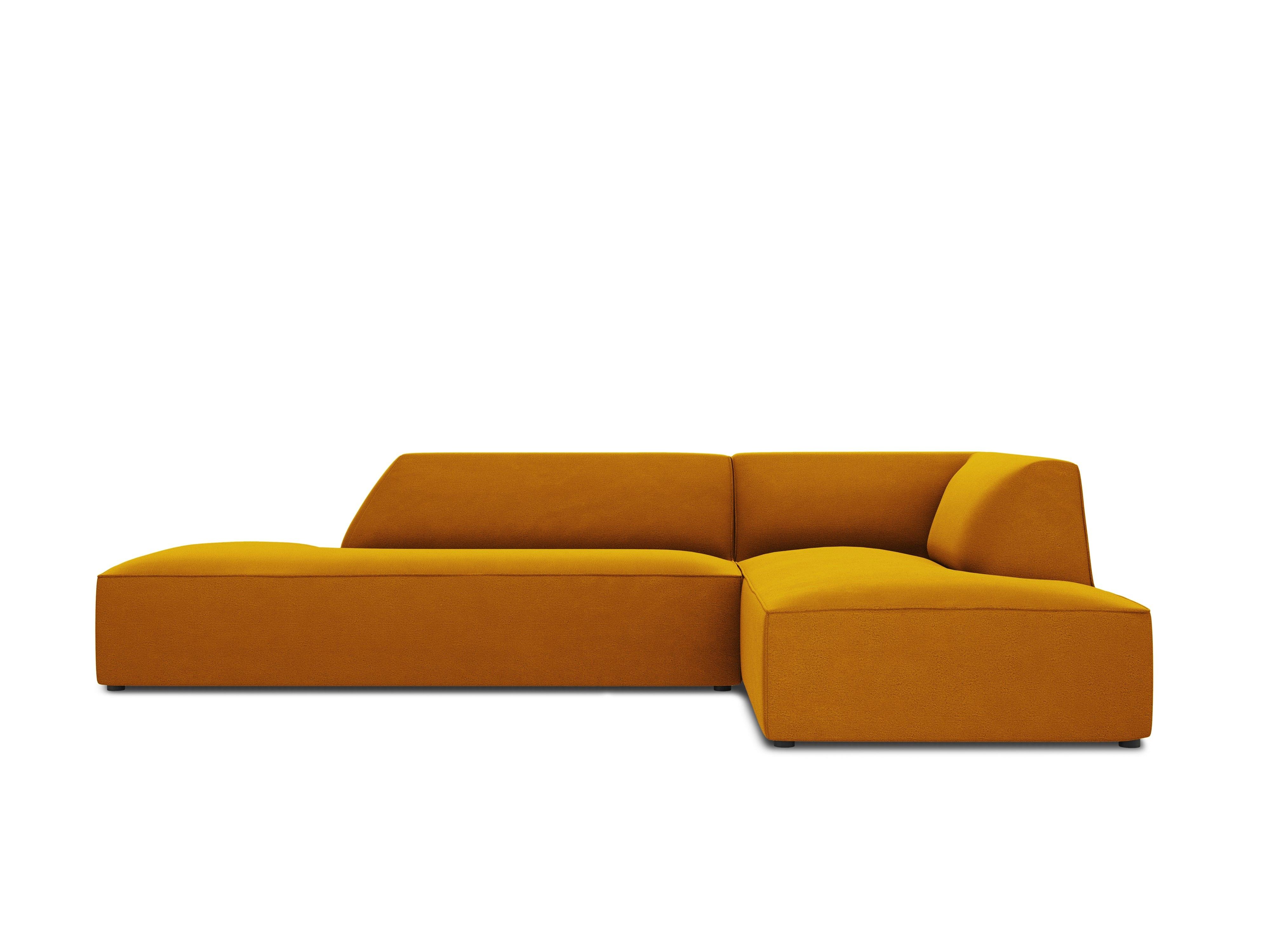 Sofa narożna aksamitna prawostronna RUBY żółty Micadoni    Eye on Design
