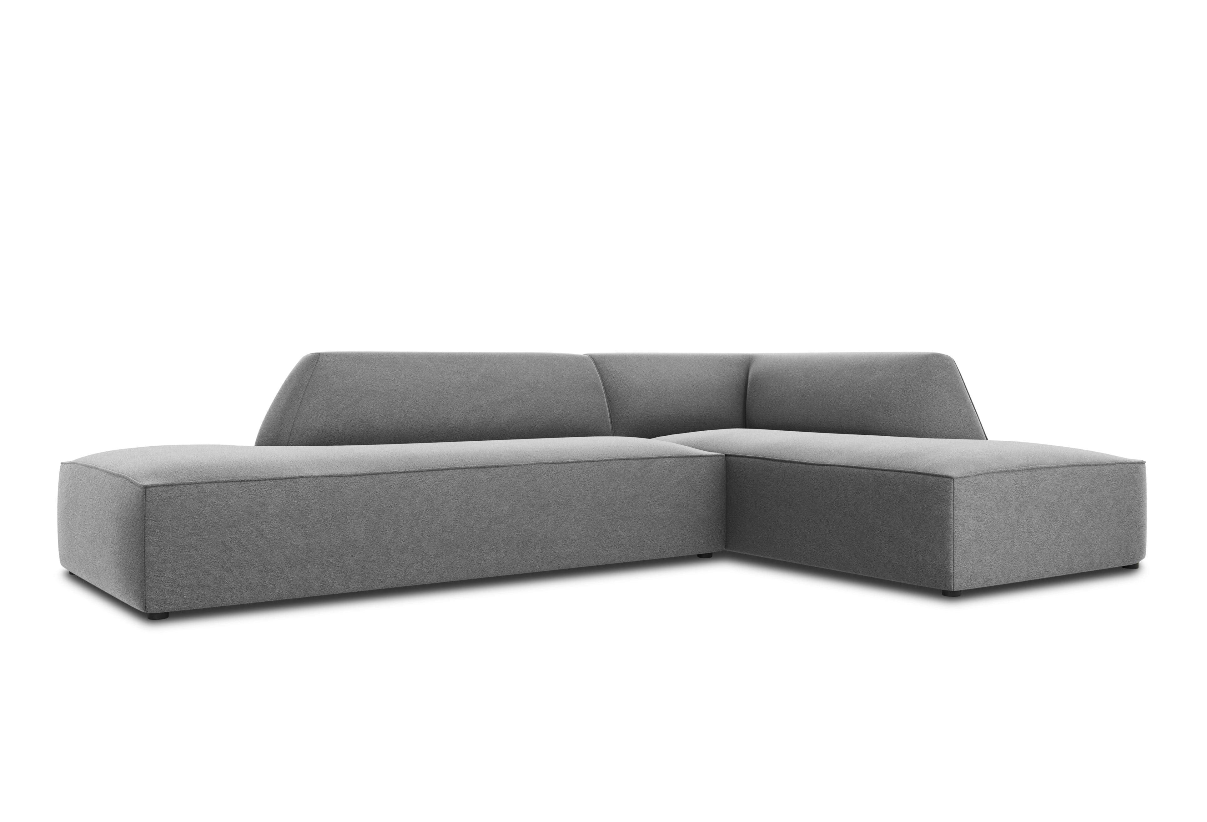 Sofa narożna aksamitna prawostronna RUBY jasnoszary Micadoni    Eye on Design