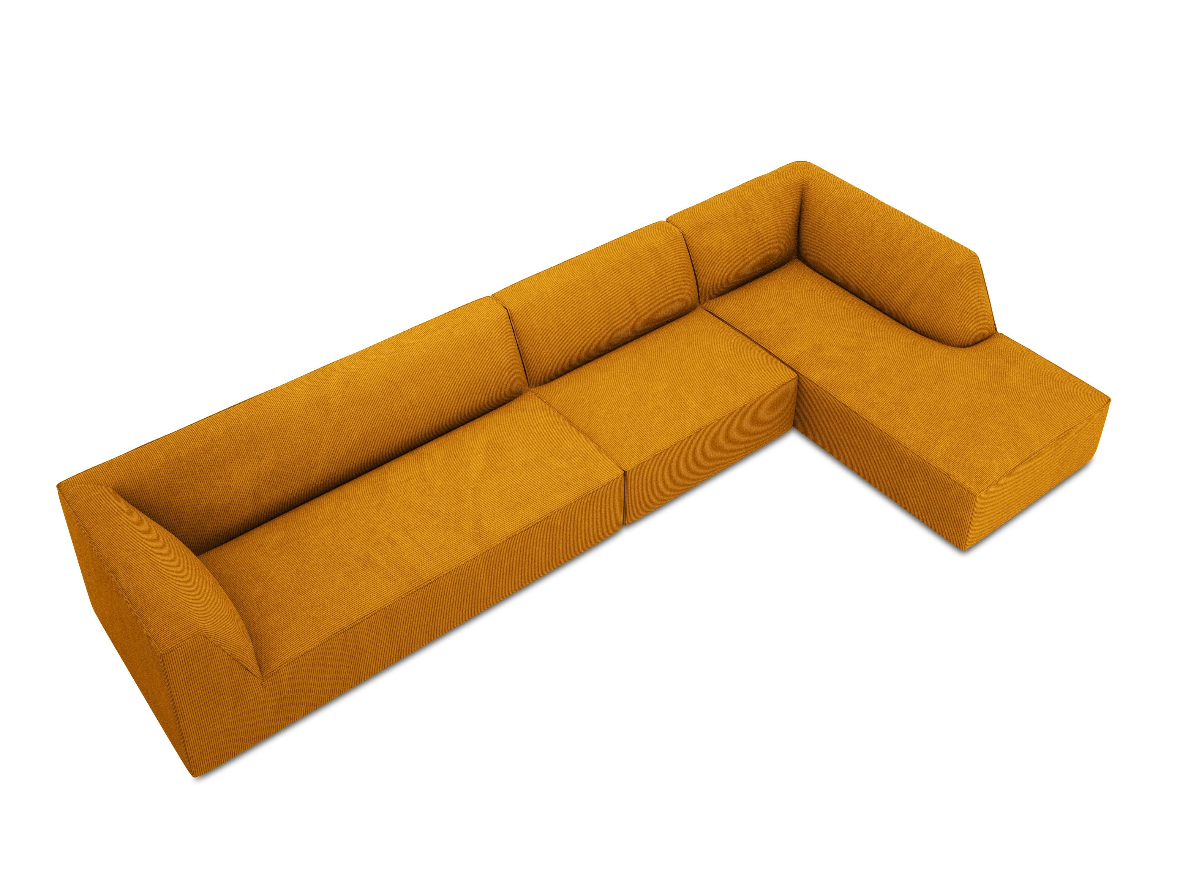 Narożnik sztruksowy 5-osobowy prawostronny RUBY żółty Micadoni    Eye on Design