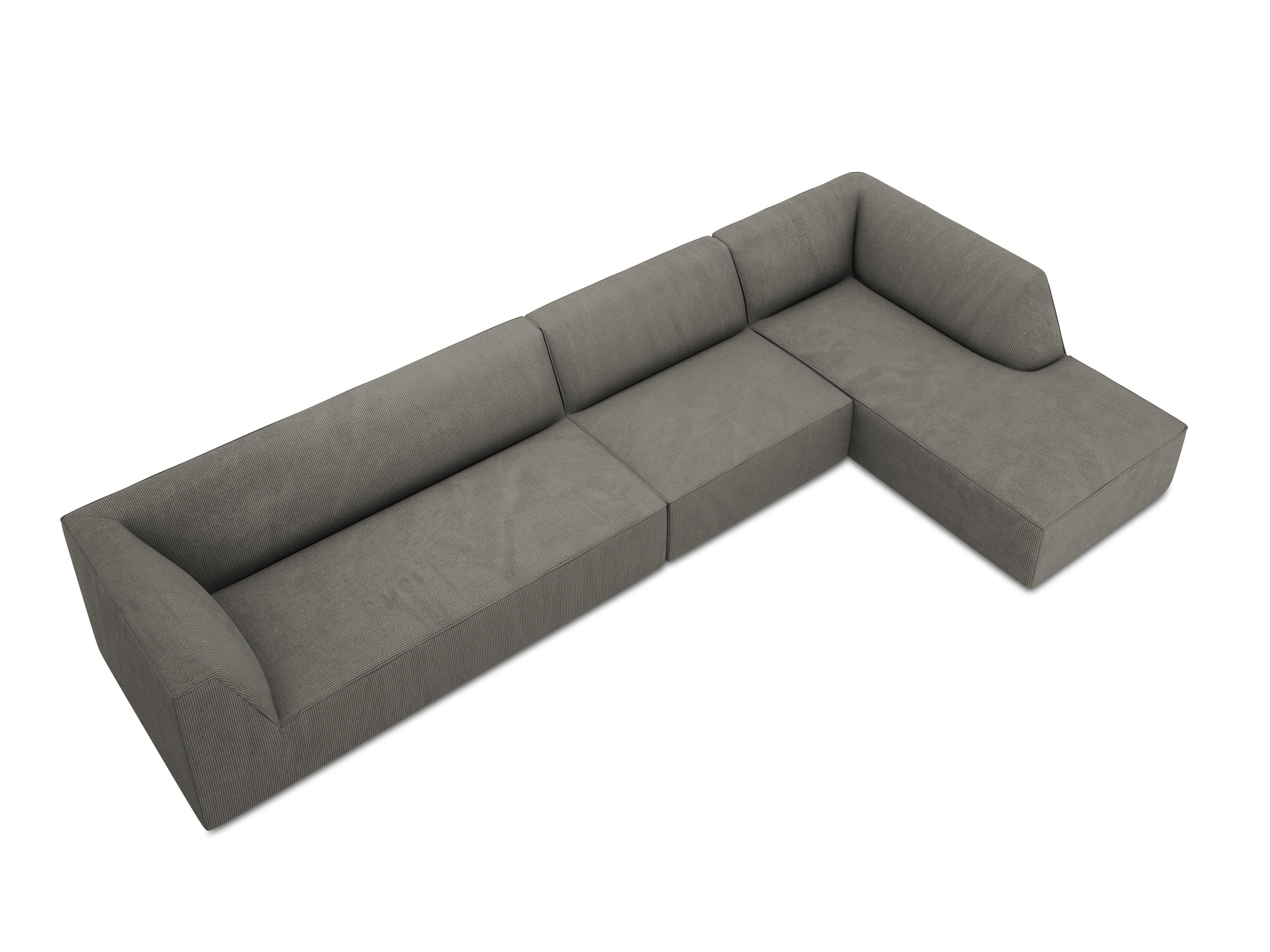 Narożnik sztruksowy 5-osobowy prawostronny RUBY jasnoszary Micadoni    Eye on Design