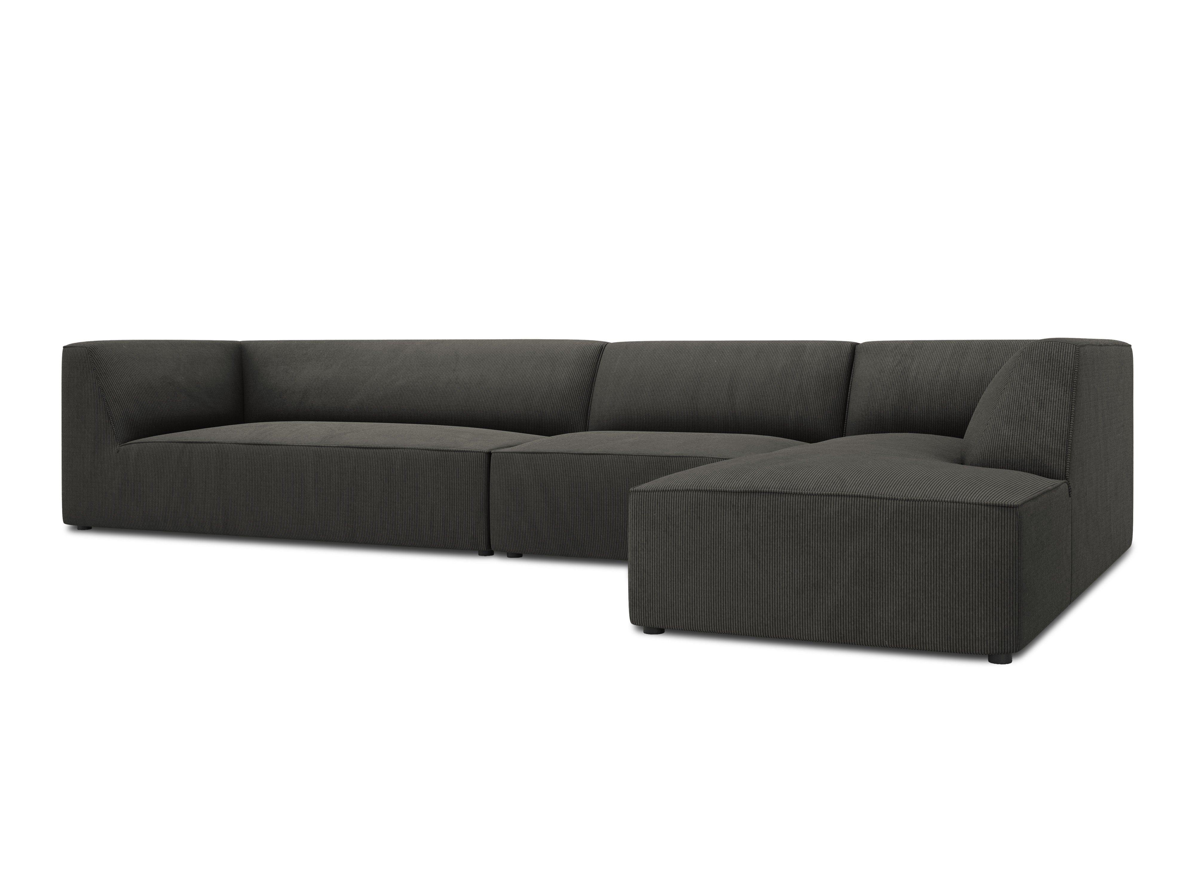 Narożnik sztruksowy 5-osobowy prawostronny RUBY ciemnoszary Micadoni    Eye on Design