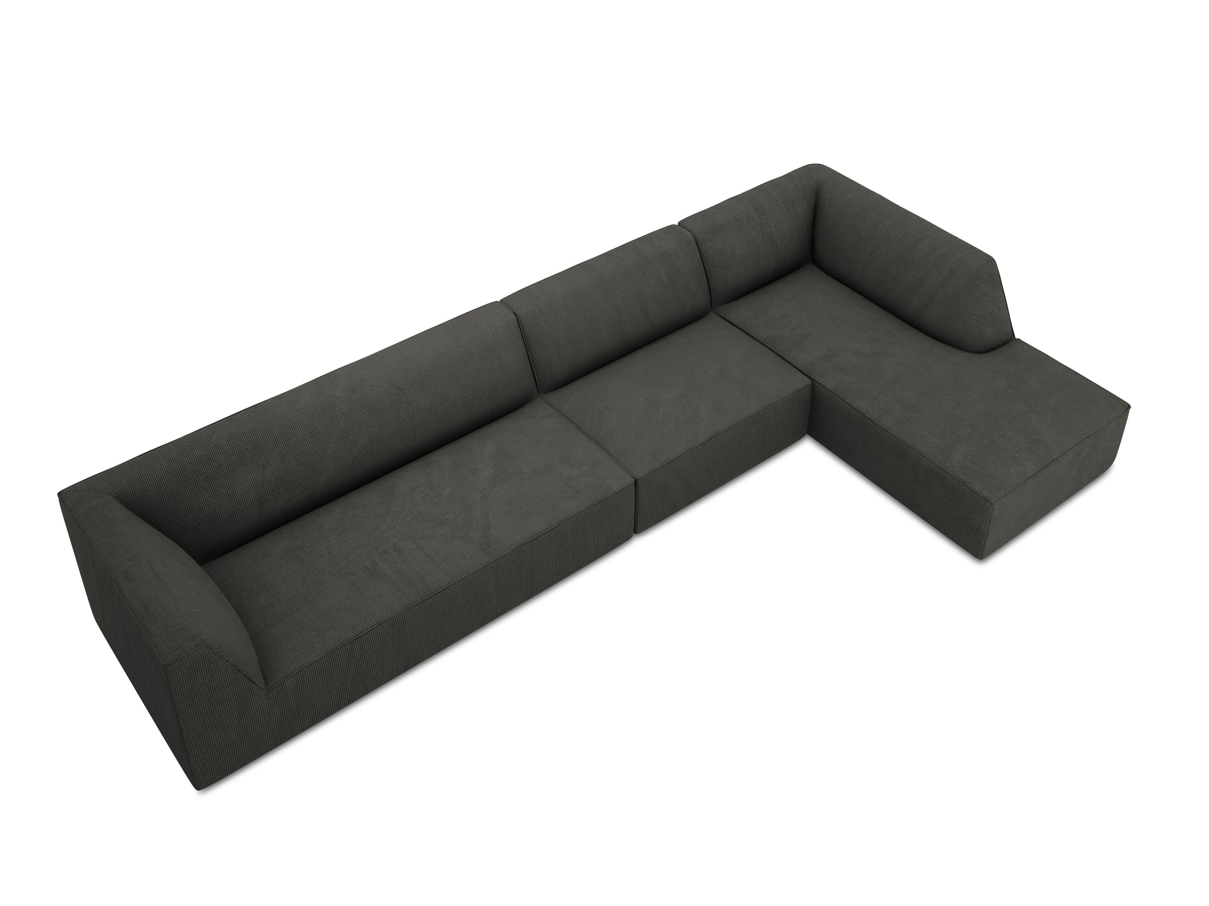 Narożnik sztruksowy 5-osobowy prawostronny RUBY ciemnoszary Micadoni    Eye on Design