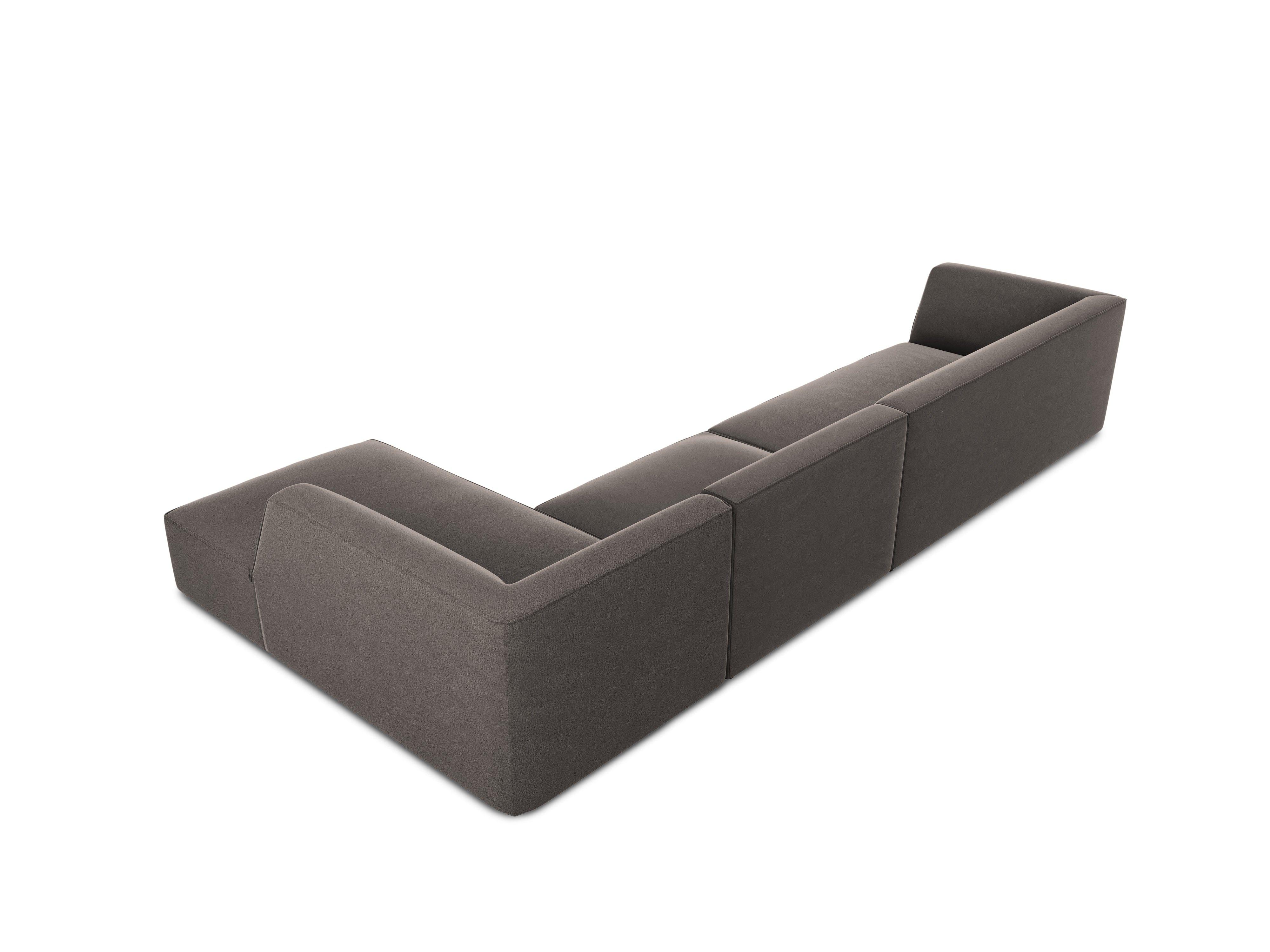 Narożnik aksamitny 5-osobowy prawostronny RUBY ciemnoszary Micadoni    Eye on Design