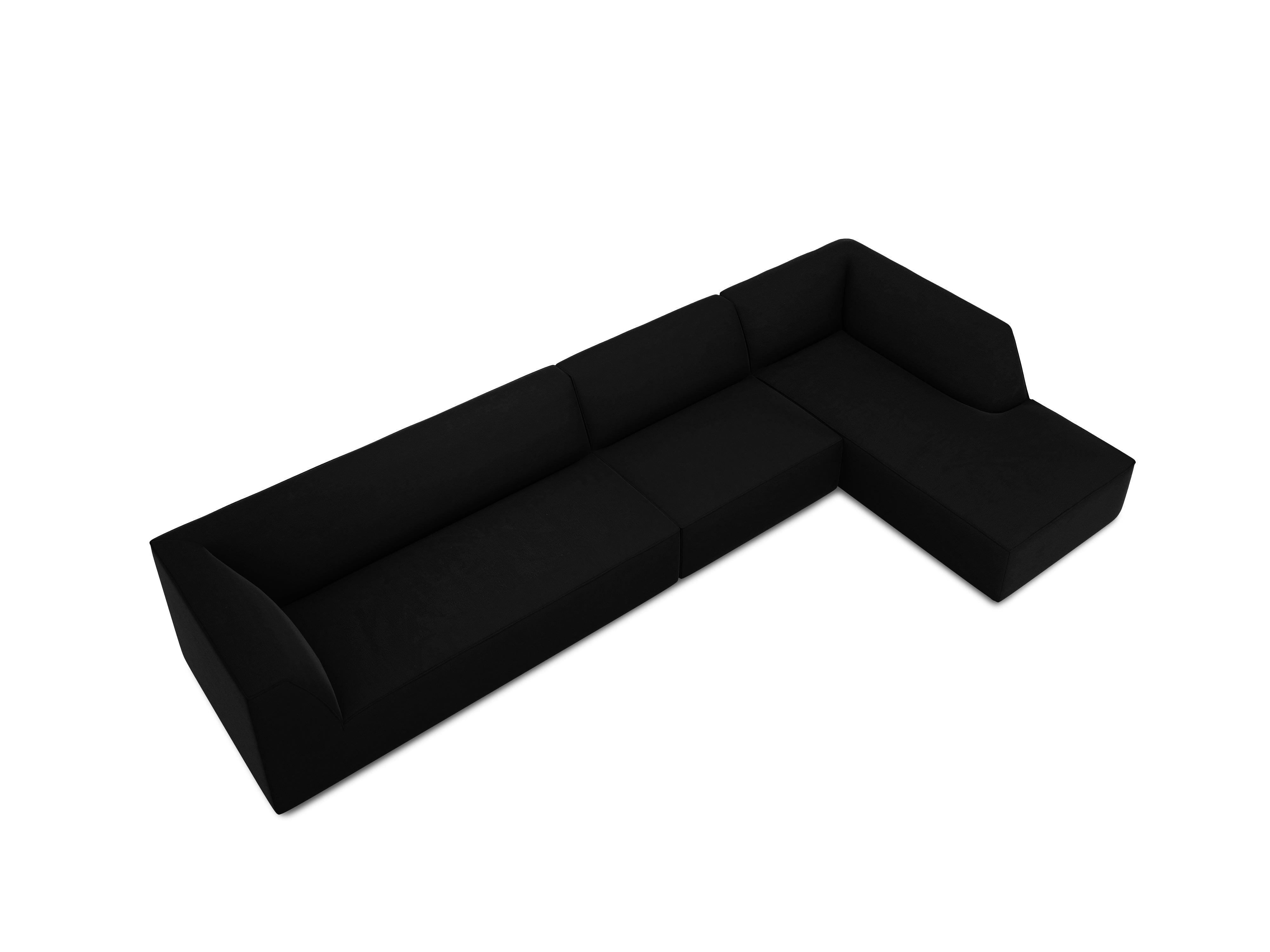 Narożnik aksamitny 5-osobowy prawostronny RUBY czarny Micadoni    Eye on Design