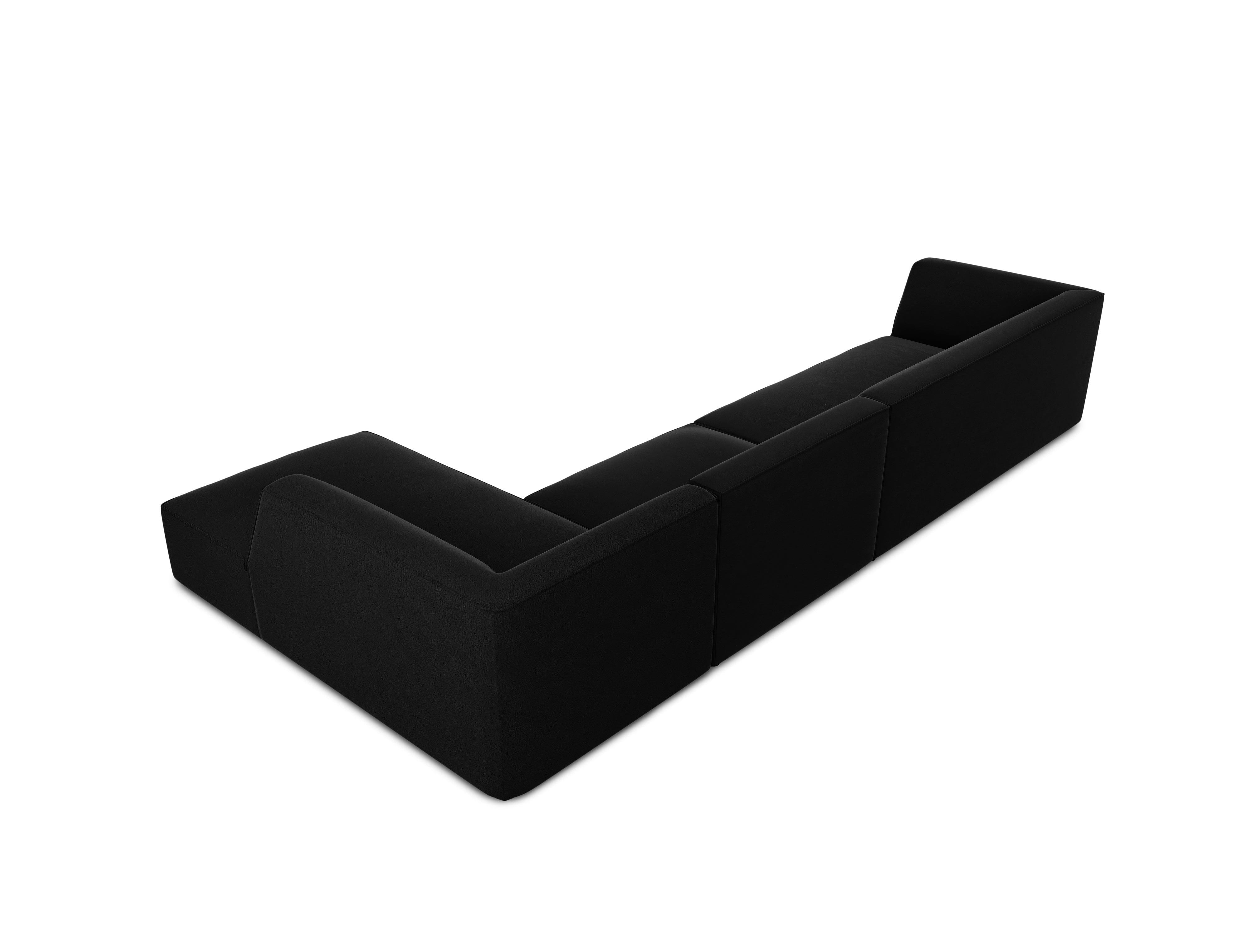 Narożnik aksamitny 5-osobowy prawostronny RUBY czarny Micadoni    Eye on Design