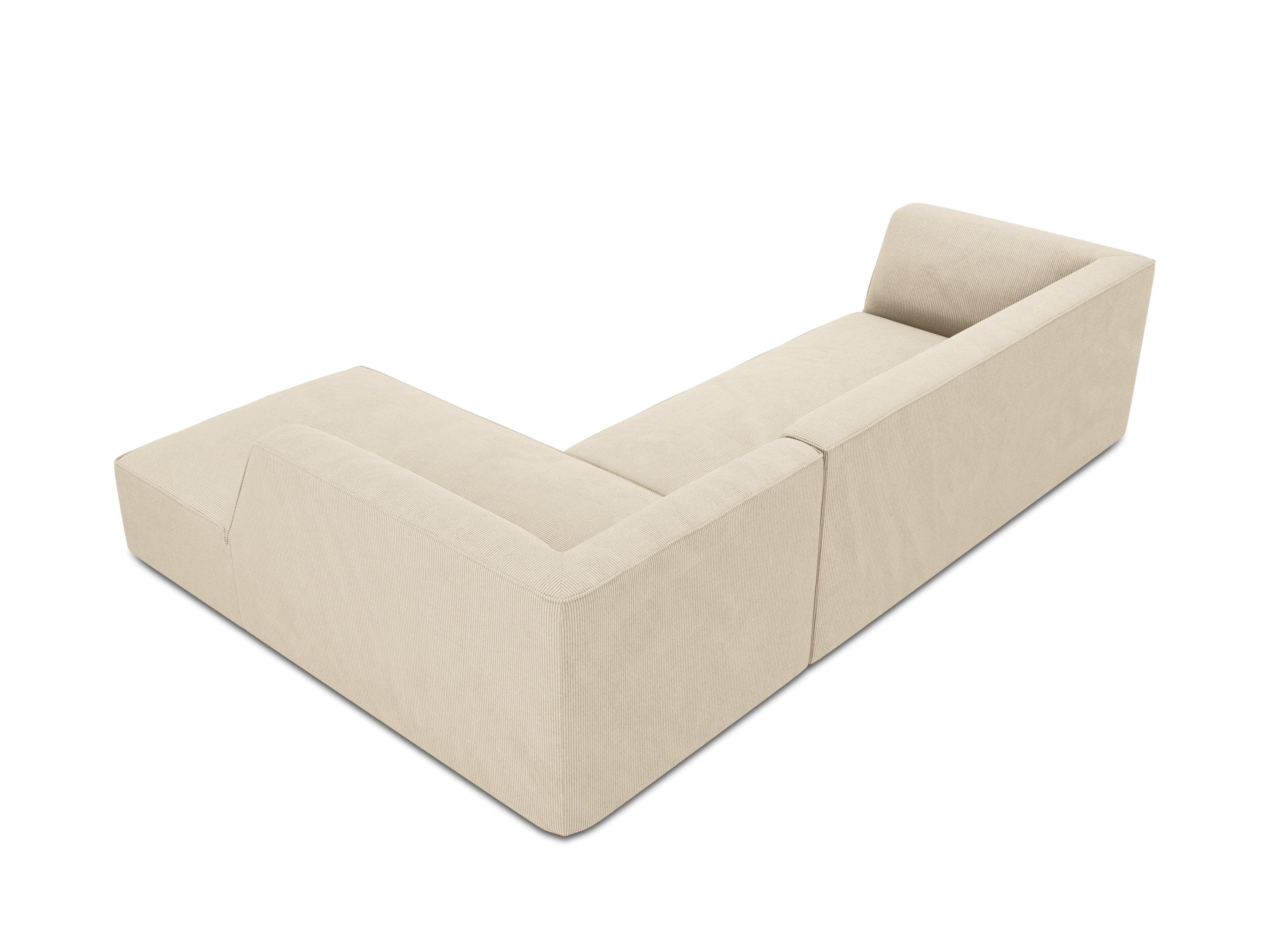 Narożnik sztruksowy 4-osobowy prawostronny RUBY beżowy Micadoni    Eye on Design