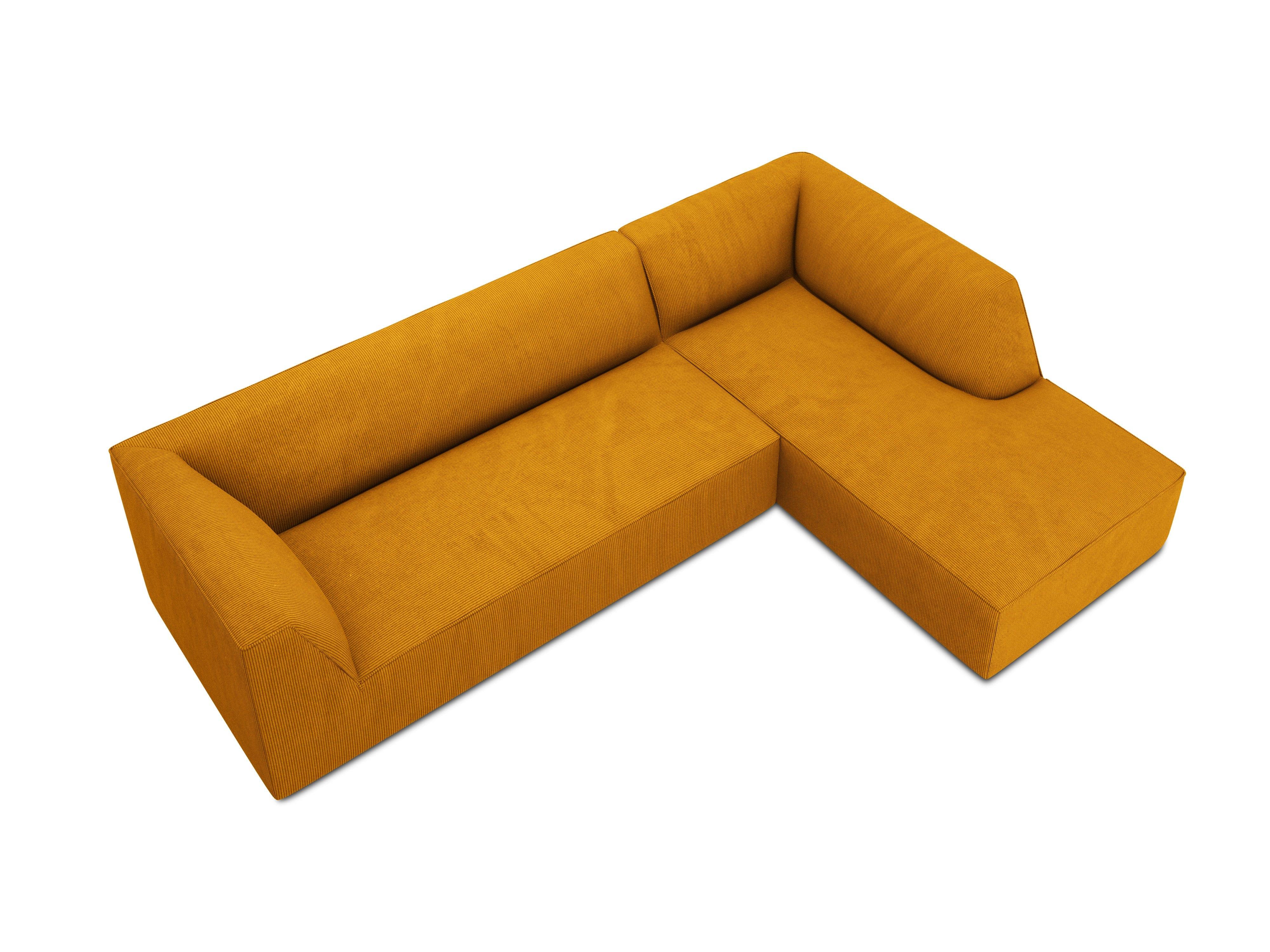 Narożnik sztruksowy 4-osobowy prawostronny RUBY żółty Micadoni    Eye on Design