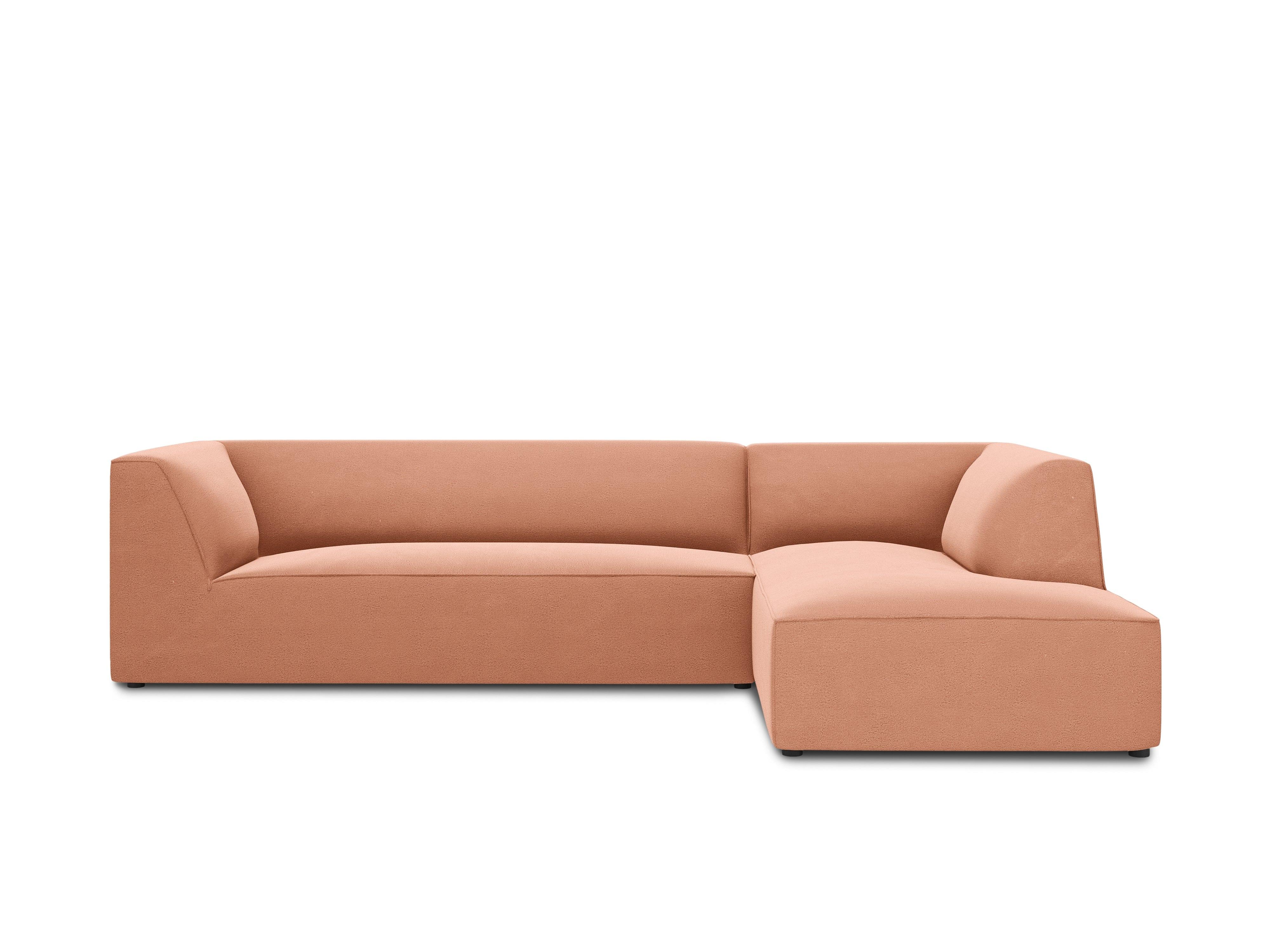 Narożnik aksamitny 4-osobowy prawostronny RUBY łososiowy Micadoni    Eye on Design