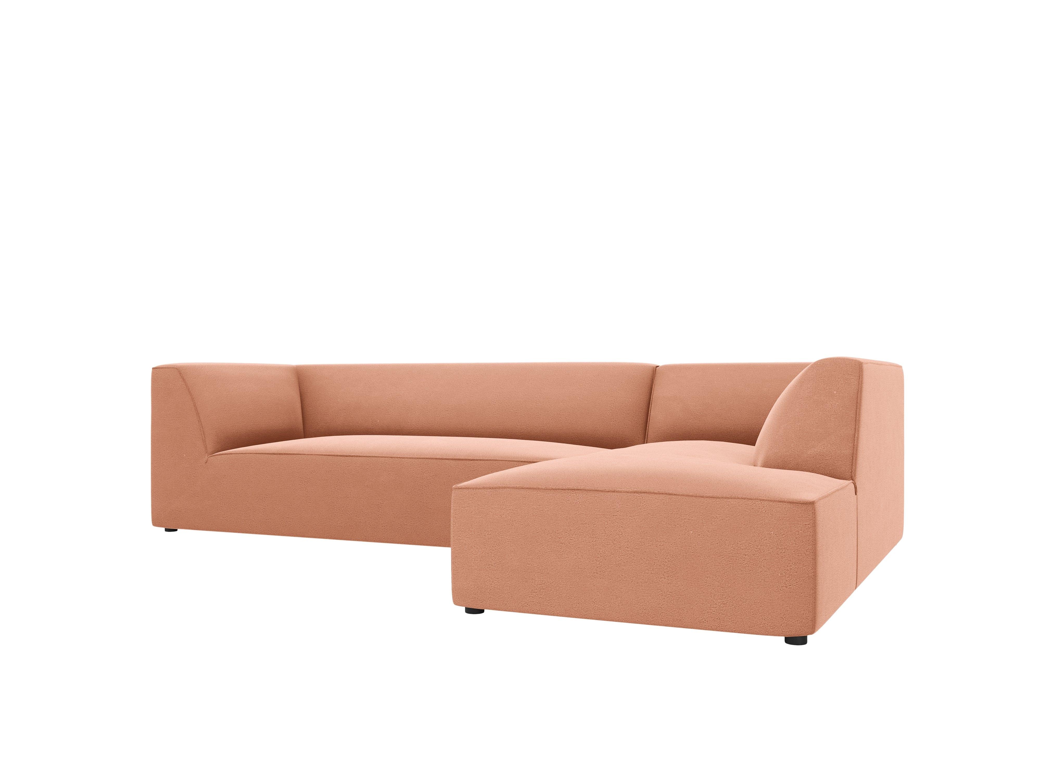 Narożnik aksamitny 4-osobowy prawostronny RUBY łososiowy Micadoni    Eye on Design