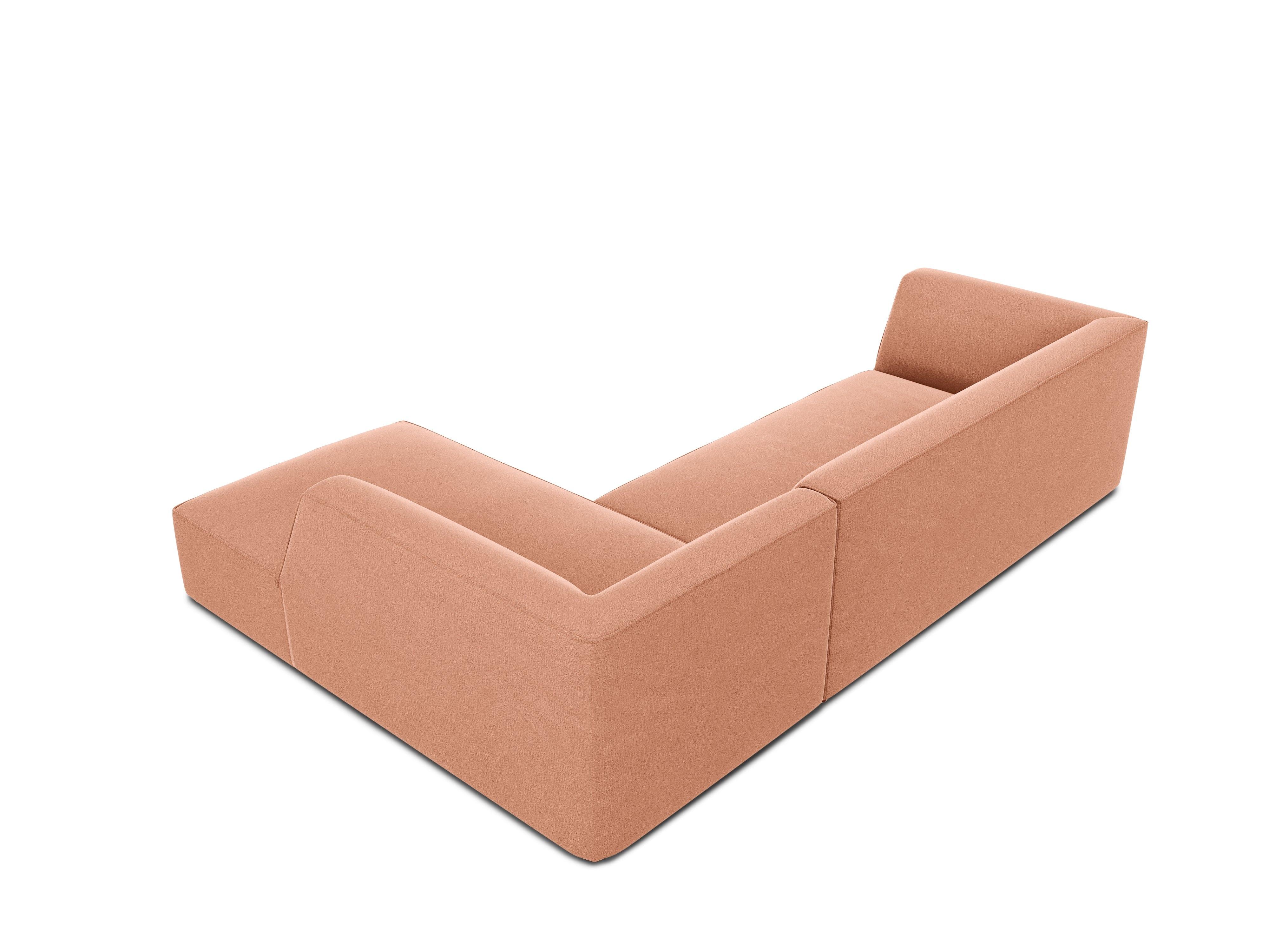 Narożnik aksamitny 4-osobowy prawostronny RUBY łososiowy Micadoni    Eye on Design