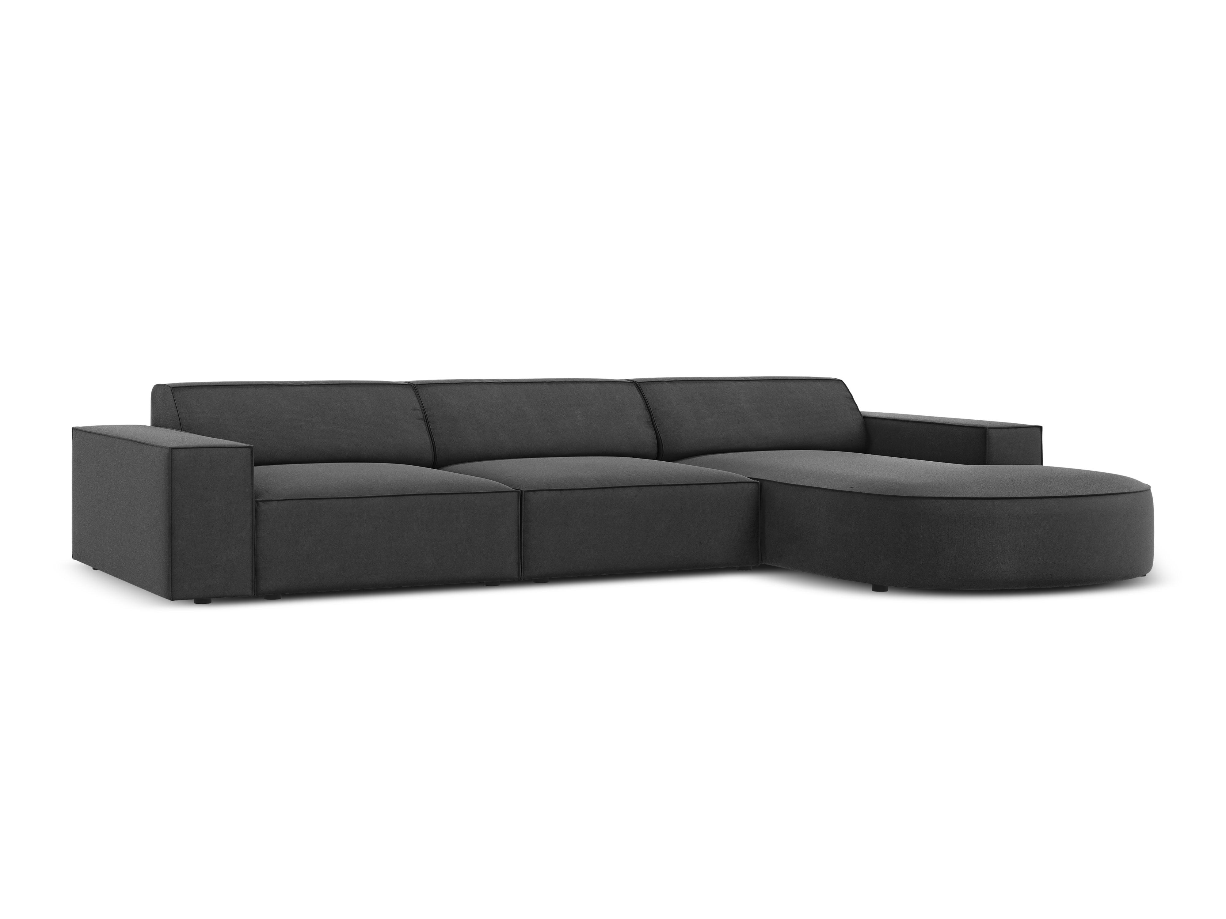 Narożnik aksamitny prawostronny 4-osobowy okrągły JODIE ciemnoszary Micadoni    Eye on Design