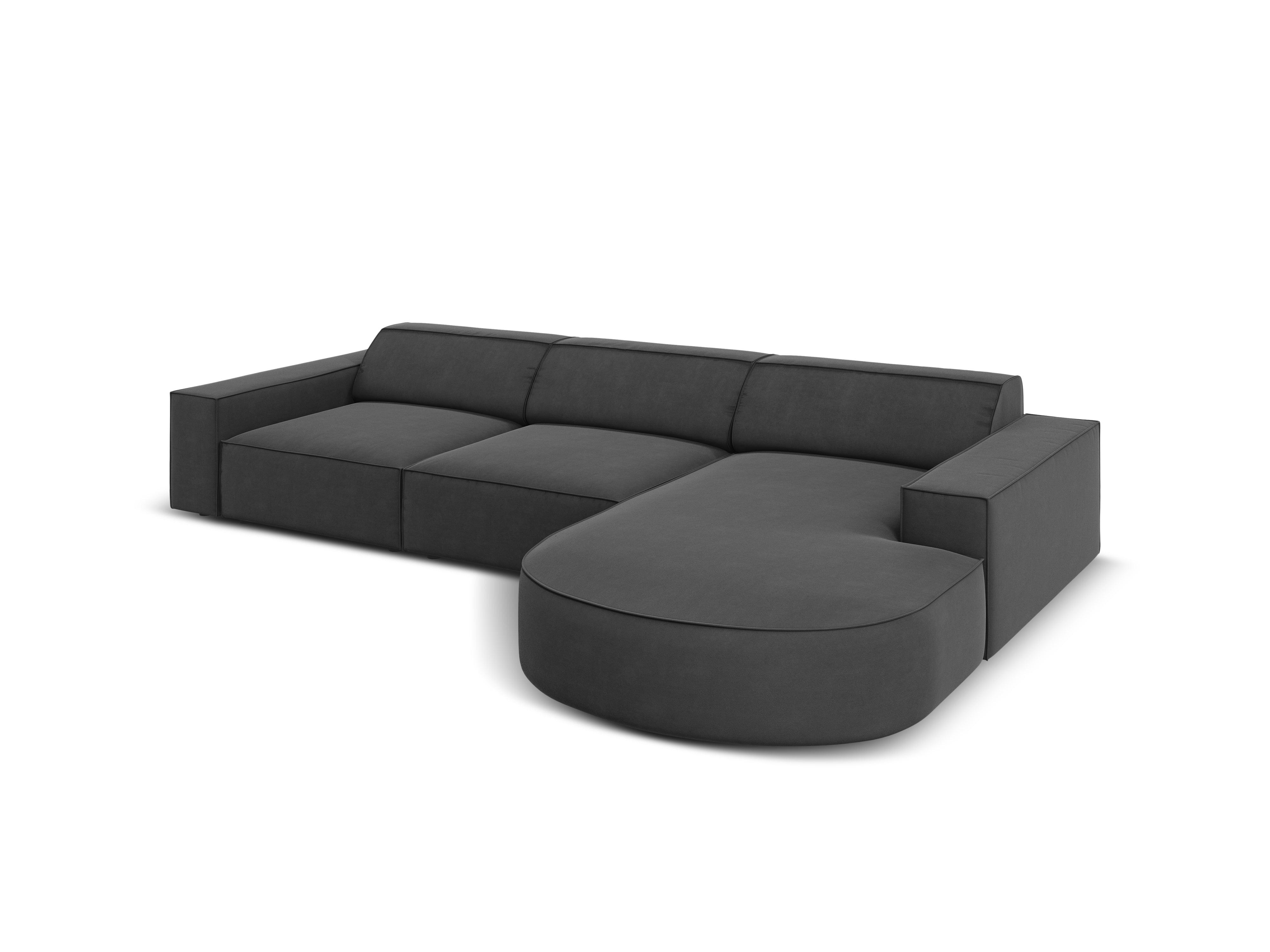 Narożnik aksamitny prawostronny 4-osobowy okrągły JODIE ciemnoszary Micadoni    Eye on Design